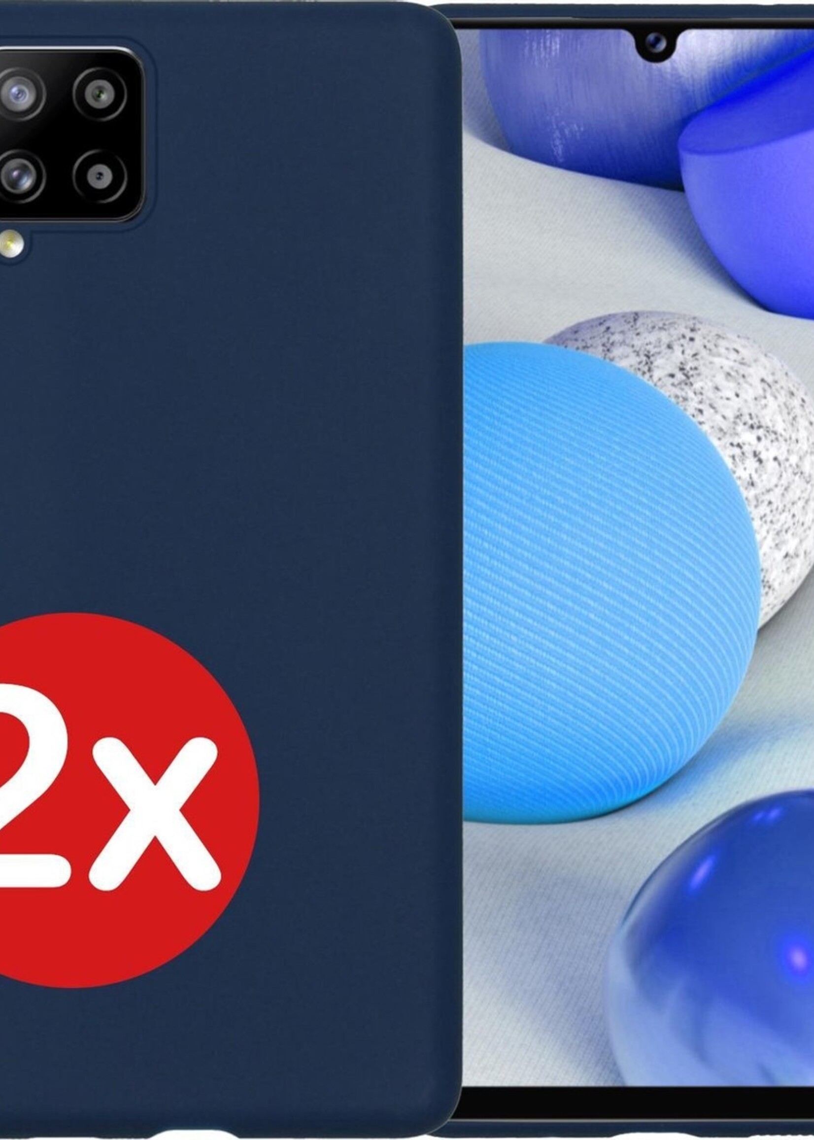 BTH Hoesje Geschikt voor Samsung A42 Hoesje Siliconen Case Hoes - Hoes Geschikt voor Samsung Galaxy A42 Hoes Cover Case - Donkerblauw - 2 PACK