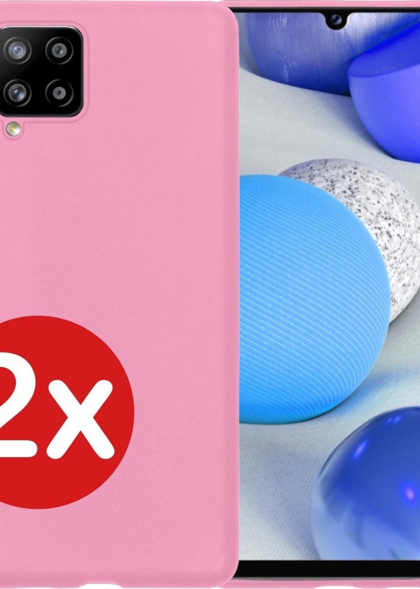 BTH Hoesje Geschikt voor Samsung A42 Hoesje Siliconen Case Hoes - Hoes Geschikt voor Samsung Galaxy A42 Hoes Cover Case - Lichtroze - 2 PACK