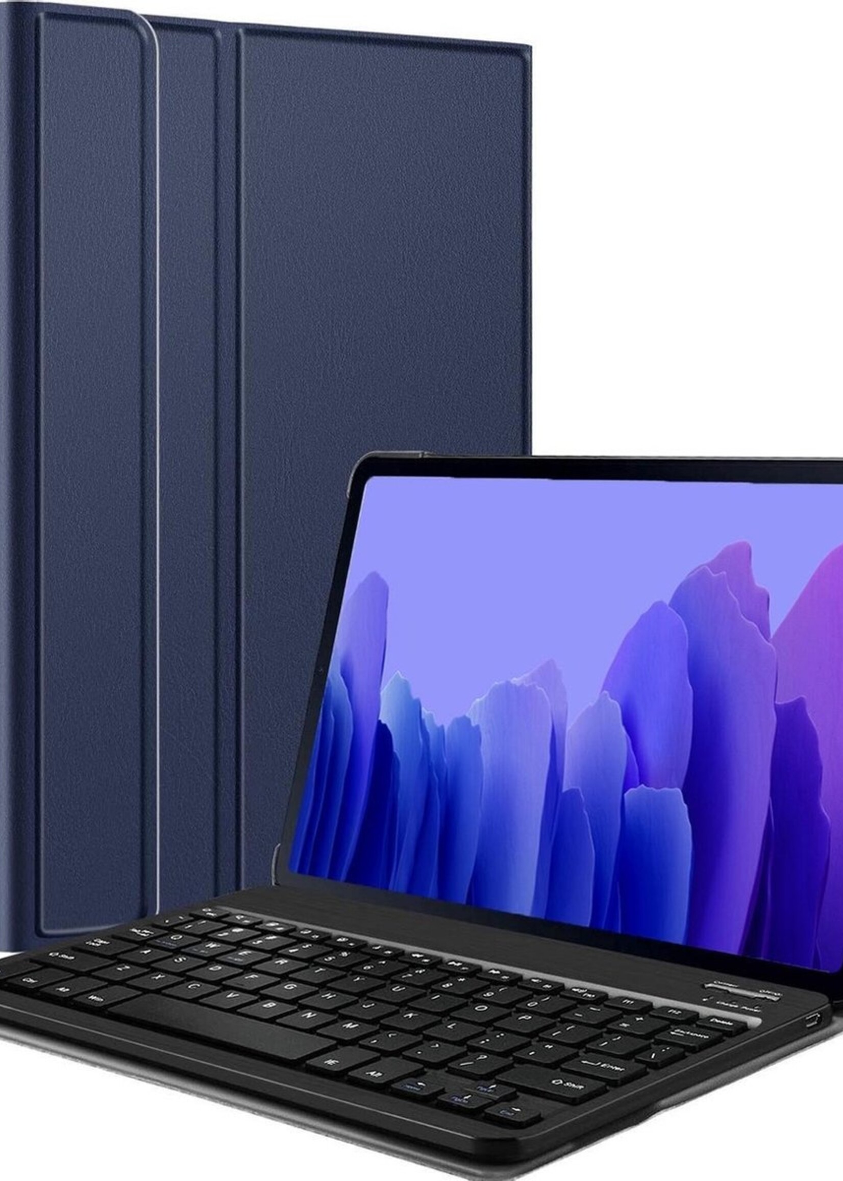 BTH Hoes Geschikt voor Samsung Galaxy Tab A7 Hoes Toetsenbord Hoesje Keyboard Case Cover - Hoesje Geschikt voor Samsung Tab A7 Hoes Toetsenbord Case - Blauw