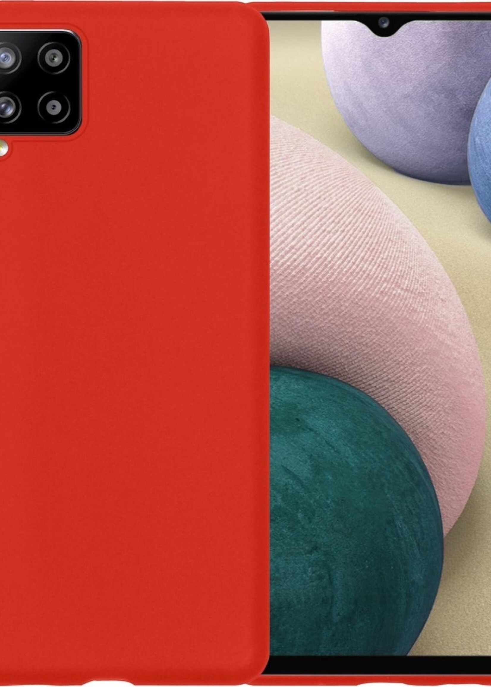BTH Hoesje Geschikt voor Samsung A12 Hoesje Siliconen Case Hoes - Hoes Geschikt voor Samsung Galaxy A12 Hoes Cover Case - Rood