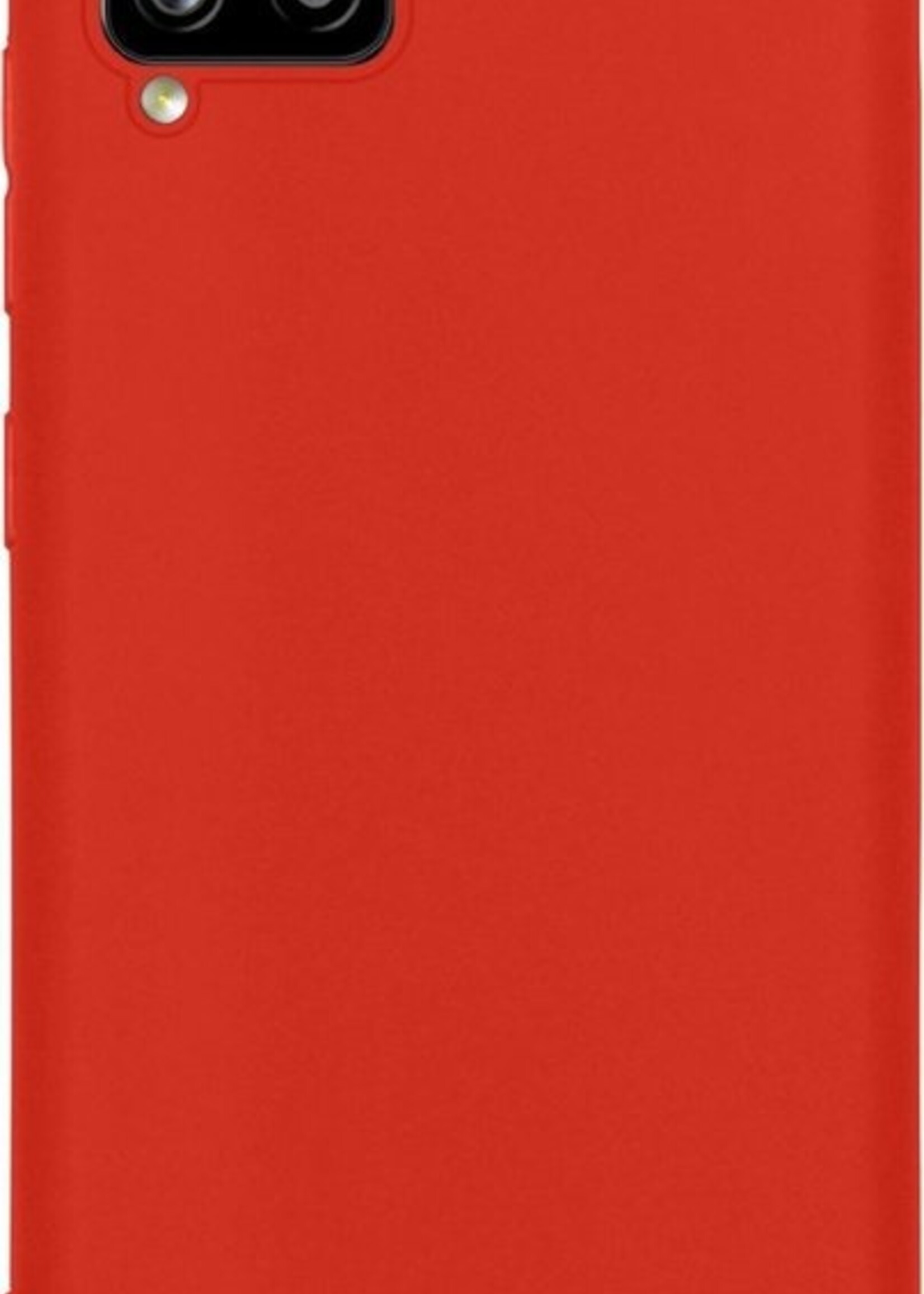 BTH Hoesje Geschikt voor Samsung A12 Hoesje Siliconen Case Hoes - Hoes Geschikt voor Samsung Galaxy A12 Hoes Cover Case - Rood