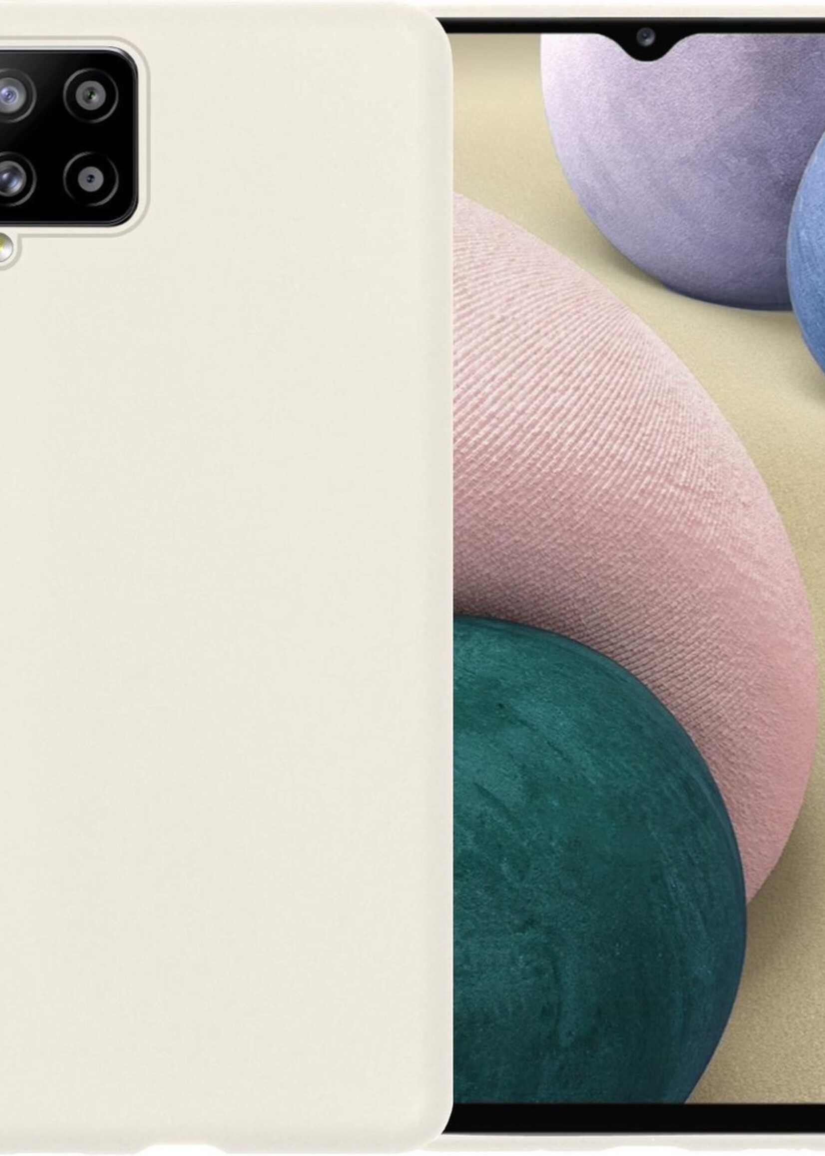 BTH Hoesje Geschikt voor Samsung A12 Hoesje Siliconen Case Hoes - Hoes Geschikt voor Samsung Galaxy A12 Hoes Cover Case - Wit