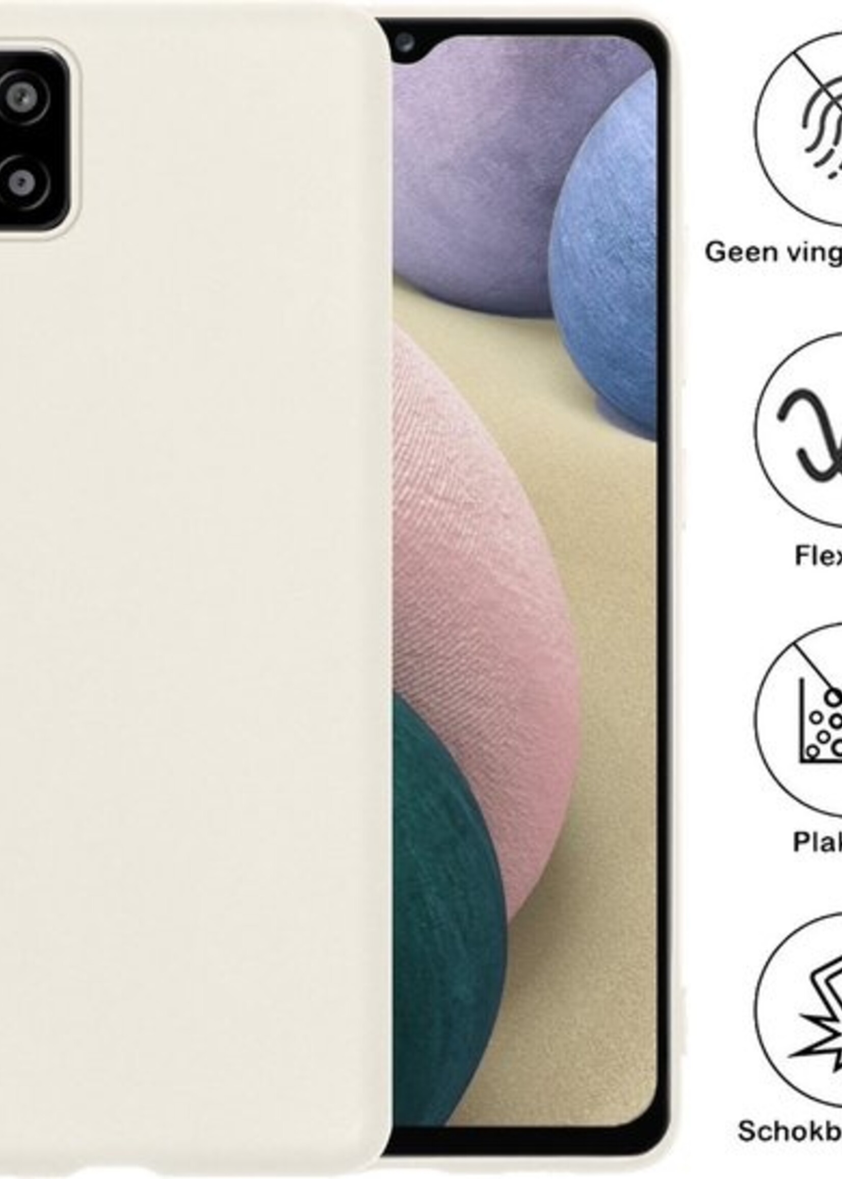 BTH Hoesje Geschikt voor Samsung A12 Hoesje Siliconen Case Hoes - Hoes Geschikt voor Samsung Galaxy A12 Hoes Cover Case - Wit