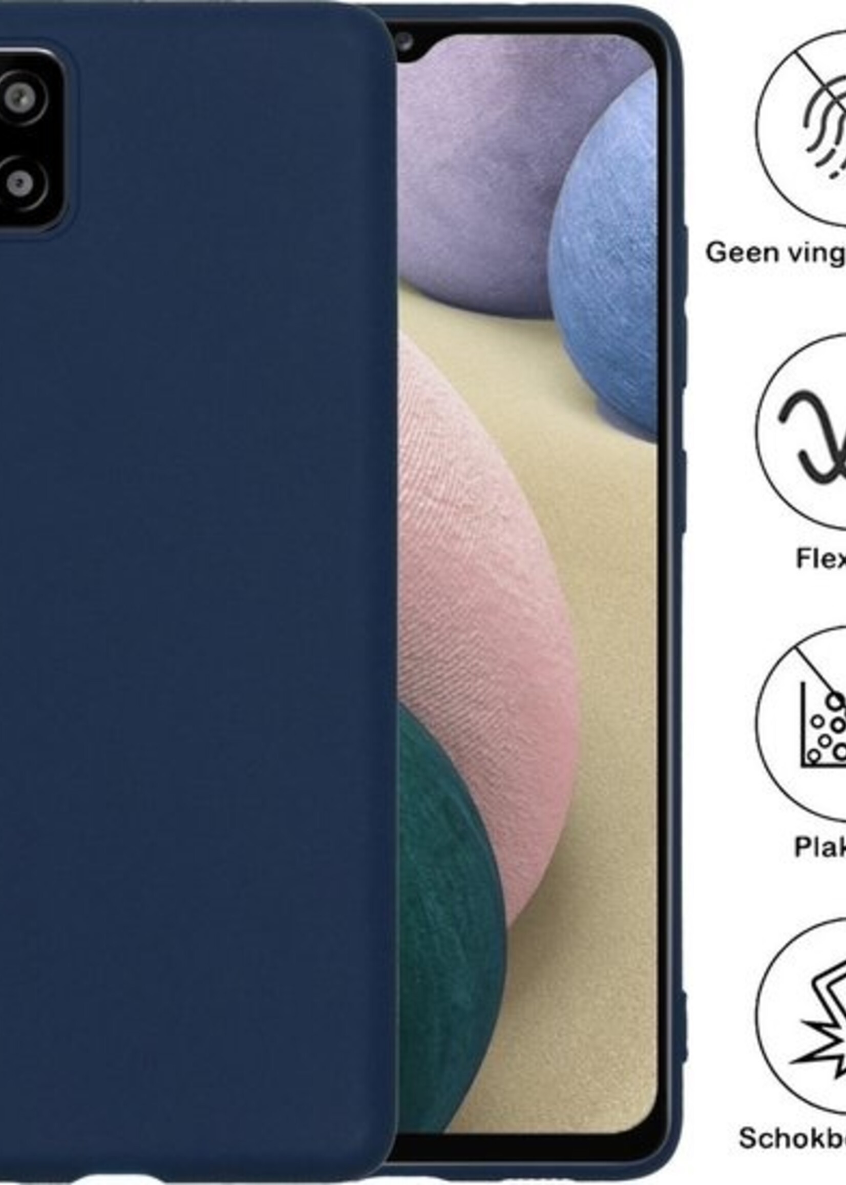 BTH Hoesje Geschikt voor Samsung A12 Hoesje Siliconen Case Hoes - Hoes Geschikt voor Samsung Galaxy A12 Hoes Cover Case - Blauw