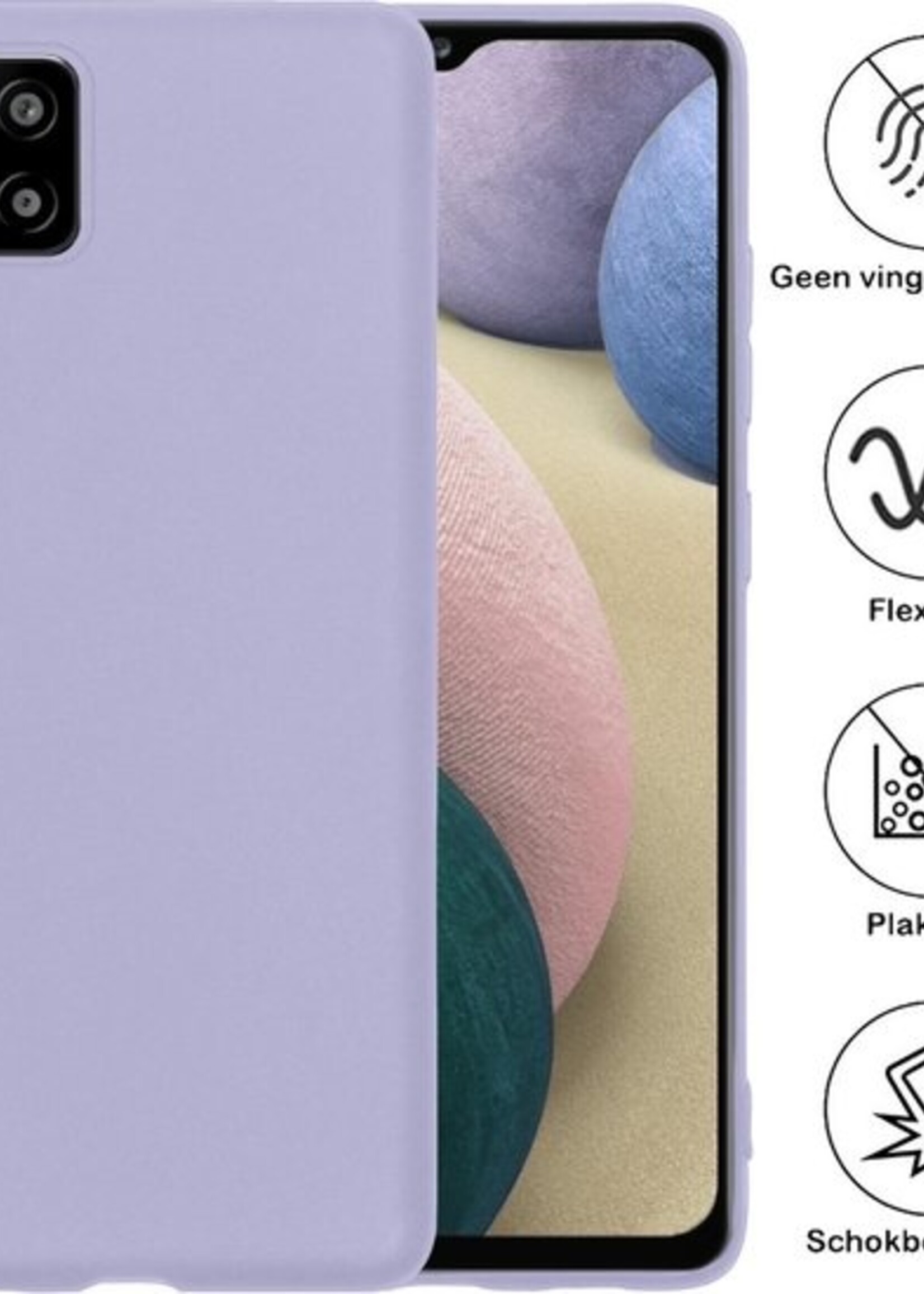 BTH Hoesje Geschikt voor Samsung A12 Hoesje Siliconen Case Hoes - Hoes Geschikt voor Samsung Galaxy A12 Hoes Cover Case - Lila