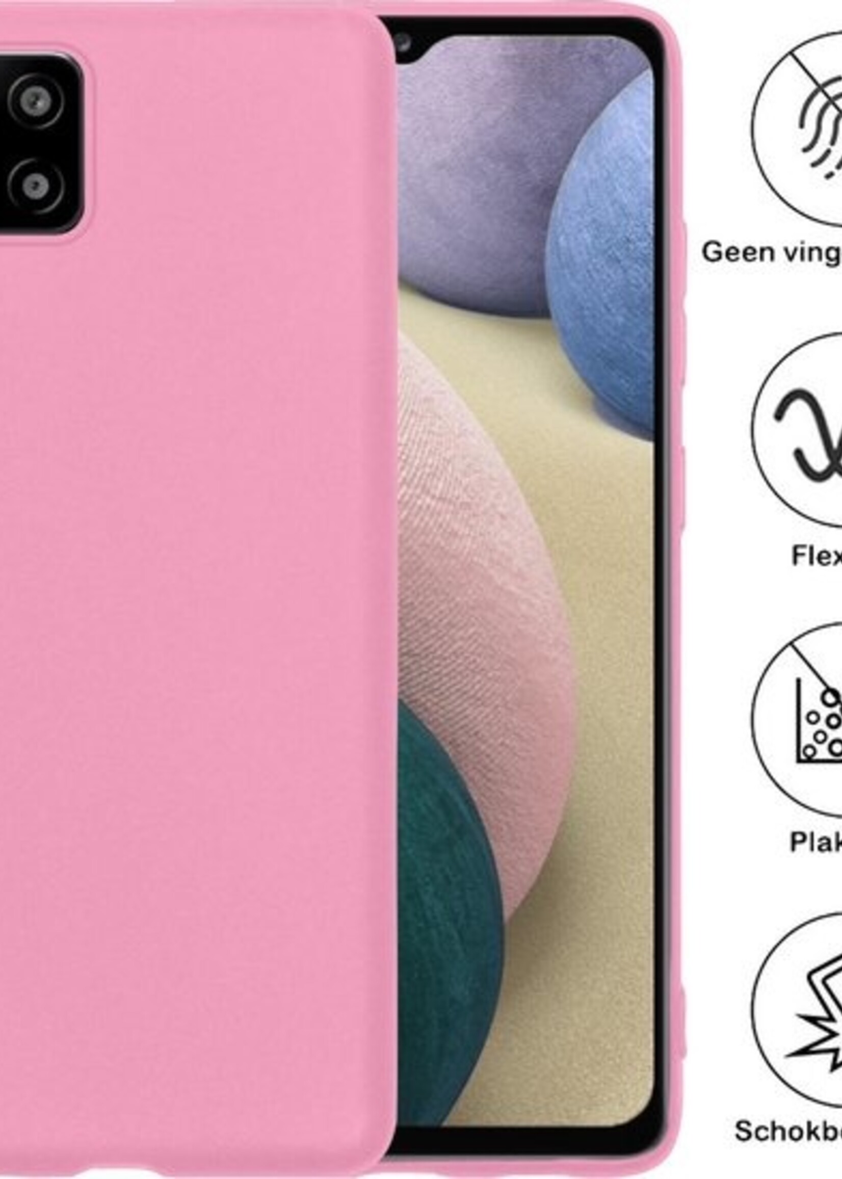 BTH Hoesje Geschikt voor Samsung A12 Hoesje Siliconen Case Hoes - Hoes Geschikt voor Samsung Galaxy A12 Hoes Cover Case - Roze