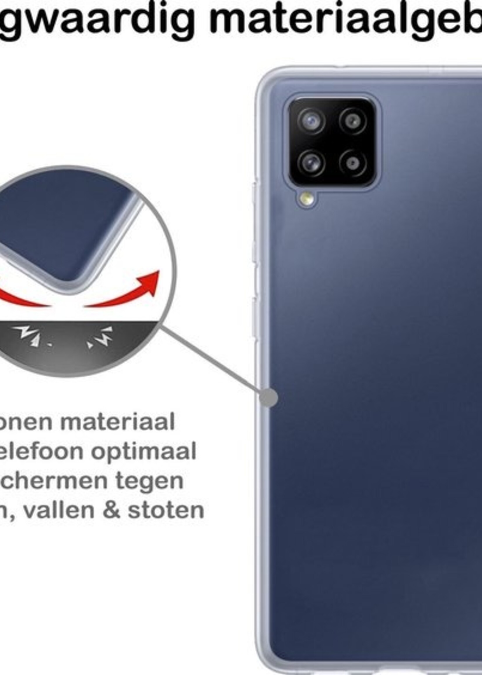 BTH Hoesje Geschikt voor Samsung A12 Hoesje Siliconen Case Hoes - Hoes Geschikt voor Samsung Galaxy A12 Hoes Cover Case - Transparant - 2 PACK