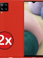 BTH BTH 2 PACK - Samsung Galaxy A12 hoesje siliconen - Rood