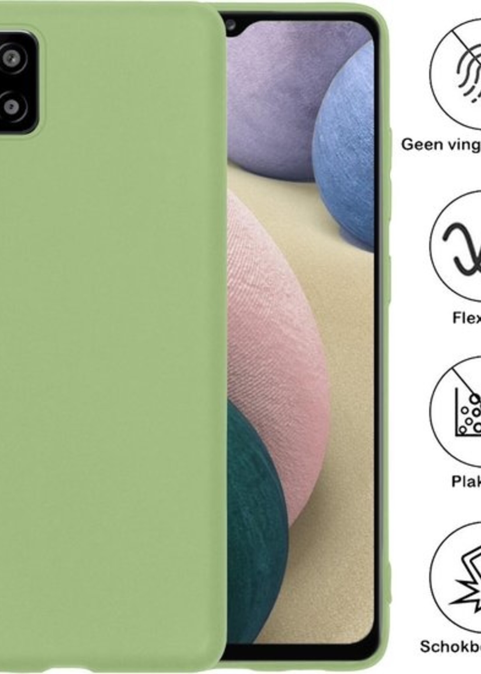 BTH Hoesje Geschikt voor Samsung A12 Hoesje Siliconen Case Hoes - Hoes Geschikt voor Samsung Galaxy A12 Hoes Cover Case - Groen - 2 PACK