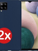 BTH BTH 2 PACK - Samsung Galaxy A12 hoesje siliconen - Donkerblauw