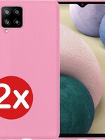 BTH BTH 2 PACK - Samsung Galaxy A12 hoesje siliconen - Roze