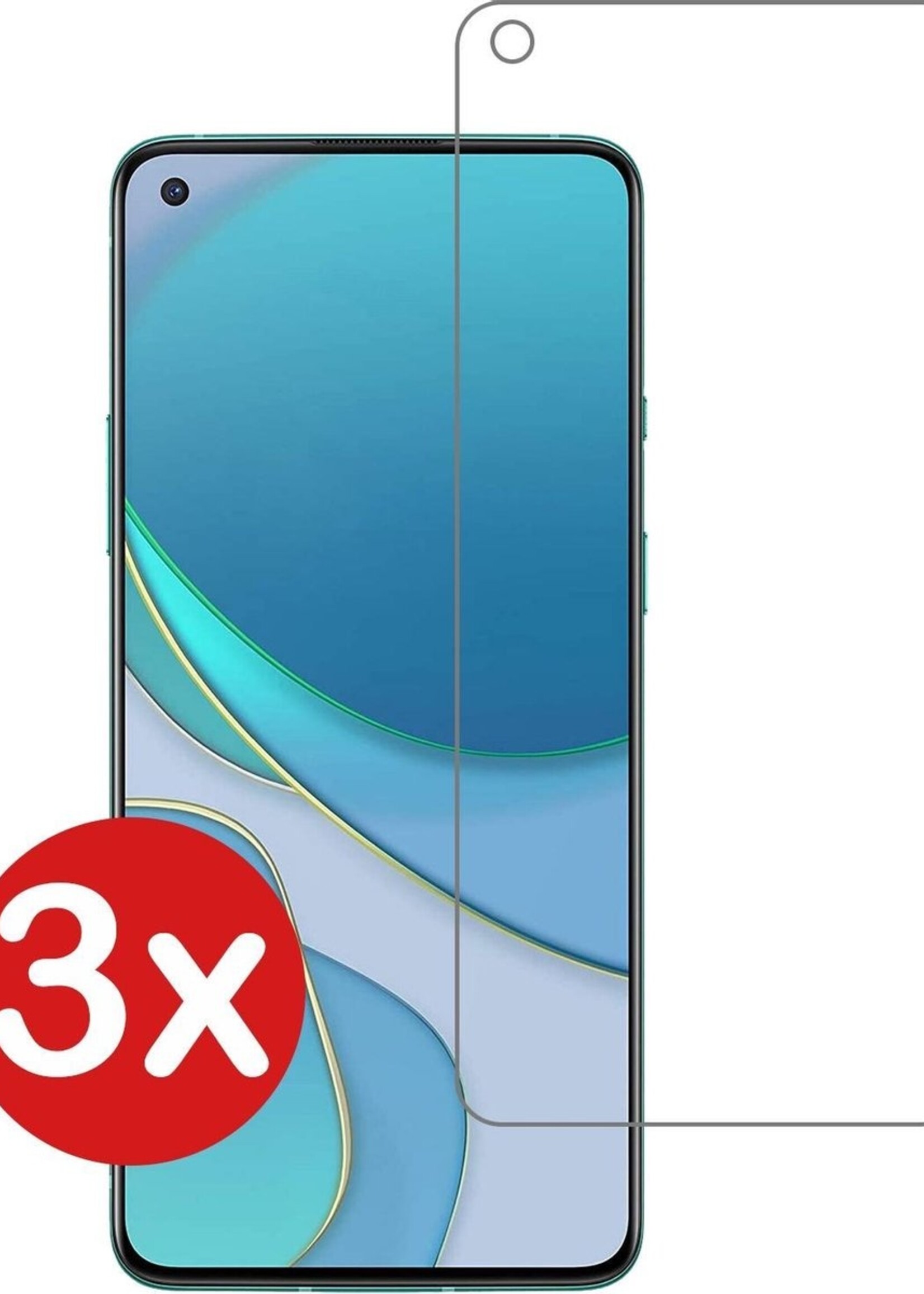 BTH Screenprotector Geschikt voor OnePlus 8T Screenprotector Glas Gehard Tempered Glass - Screenprotector Geschikt voor OnePlus 8T Screen Protector Screen Cover - 3 PACK