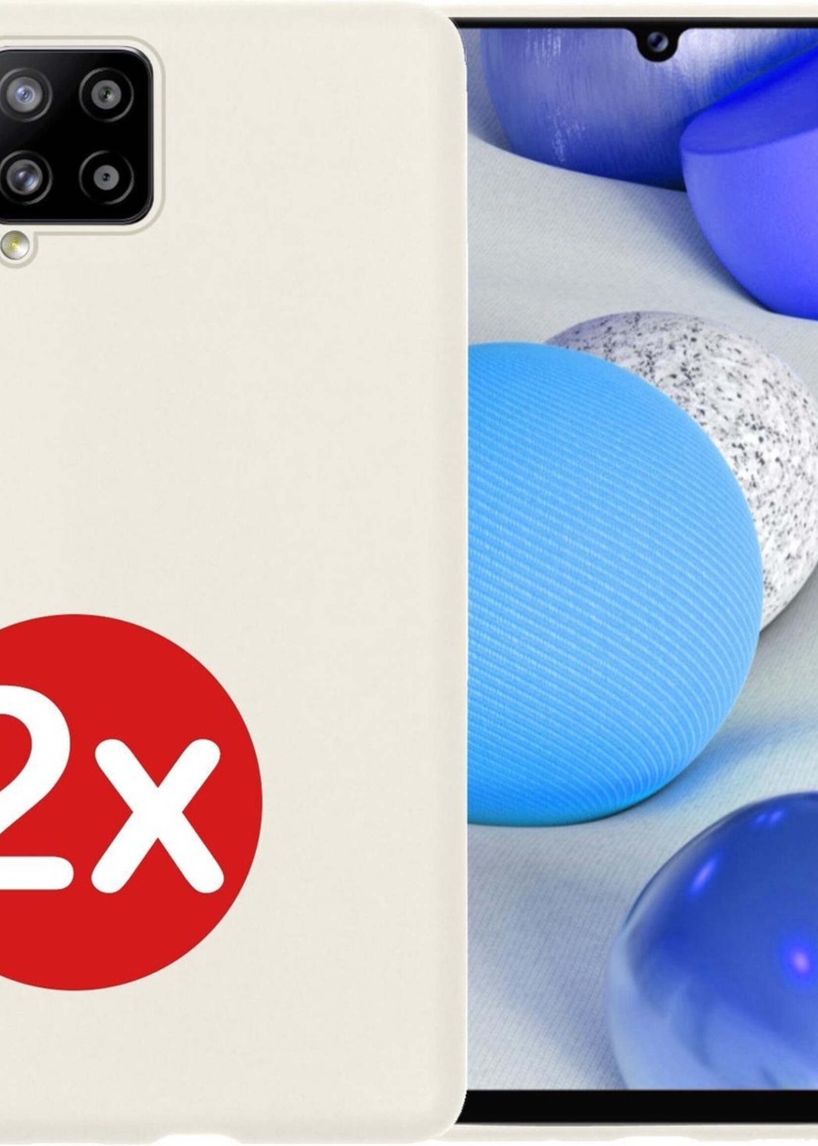 BTH Hoesje Geschikt voor Samsung A42 Hoesje Siliconen Case Hoes - Hoes Geschikt voor Samsung Galaxy A42 Hoes Cover Case - Wit - 2 PACK