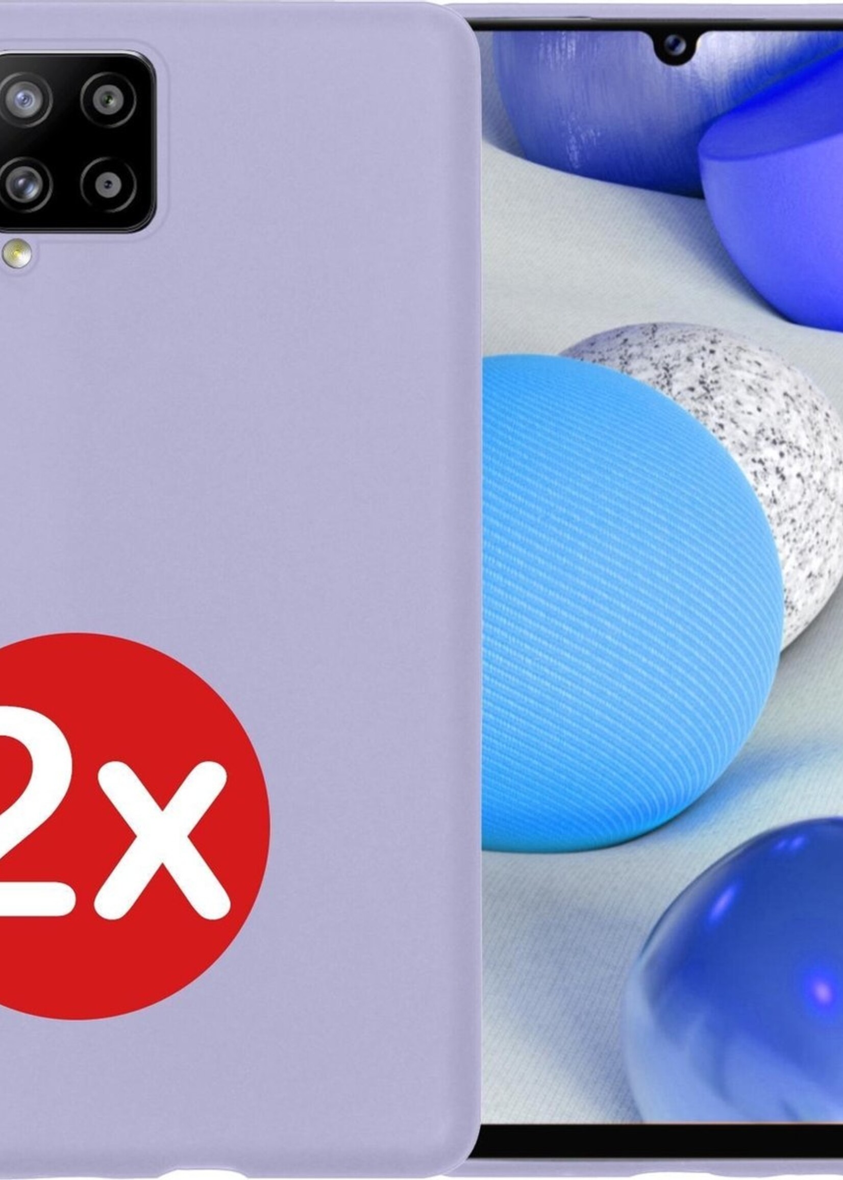 BTH Hoesje Geschikt voor Samsung A42 Hoesje Siliconen Case Hoes - Hoes Geschikt voor Samsung Galaxy A42 Hoes Cover Case - Lila - 2 PACK