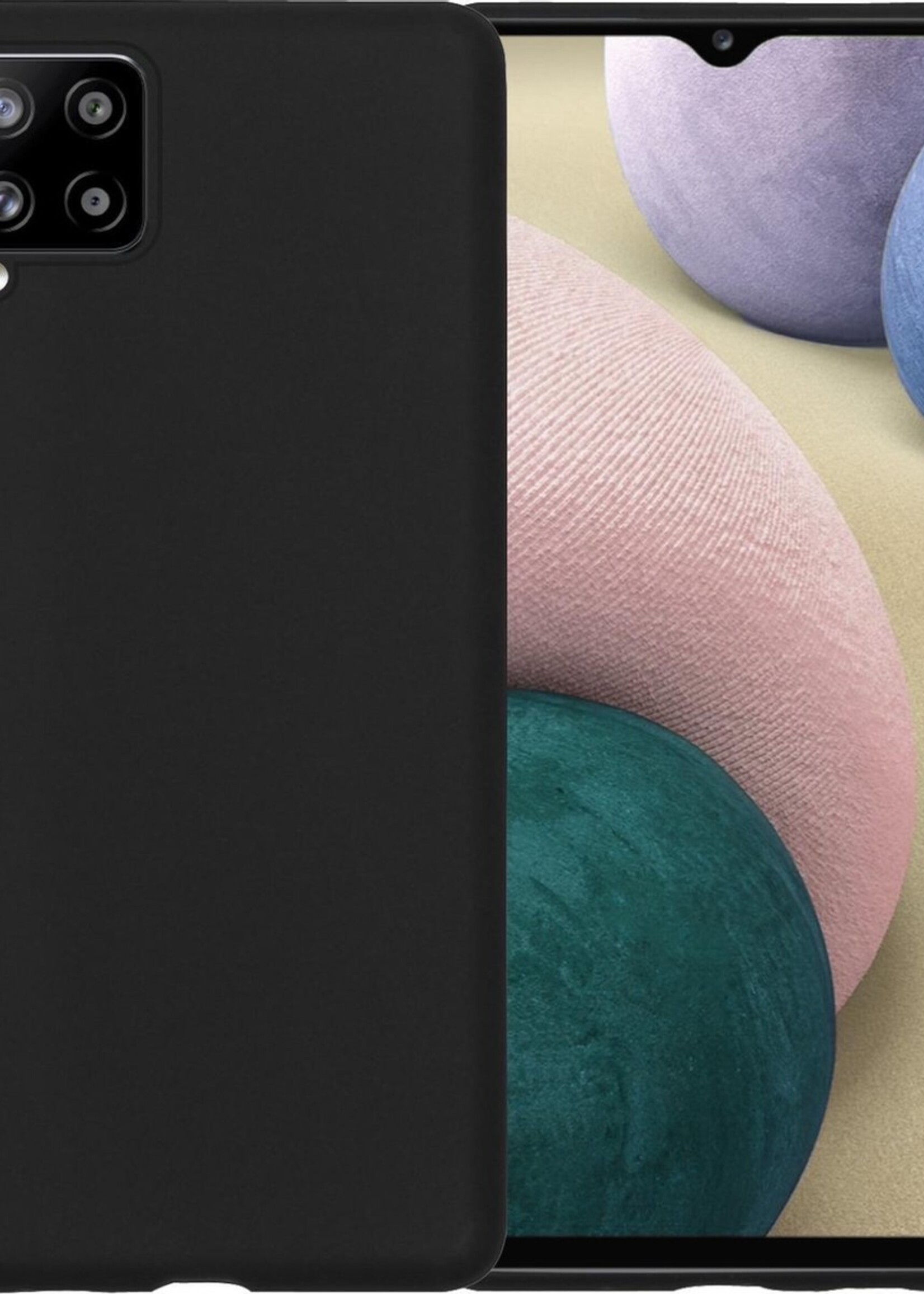 BTH Hoesje Geschikt voor Samsung A12 Hoesje Siliconen Case Hoes - Hoes Geschikt voor Samsung Galaxy A12 Hoes Cover Case - Zwart