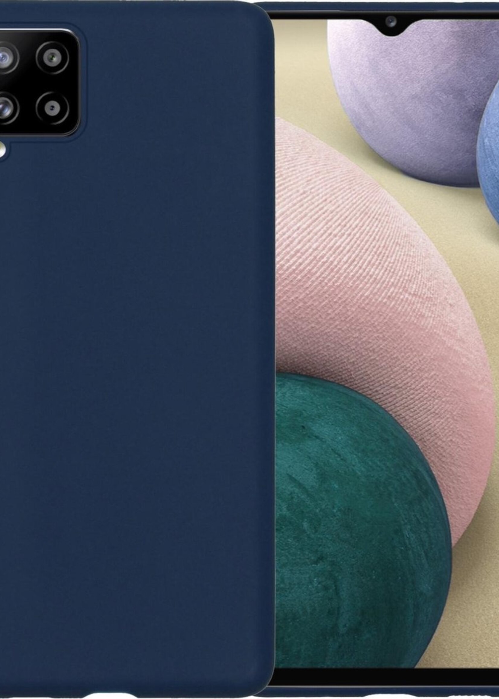 BTH Hoesje Geschikt voor Samsung A12 Hoesje Siliconen Case Hoes - Hoes Geschikt voor Samsung Galaxy A12 Hoes Cover Case - Blauw