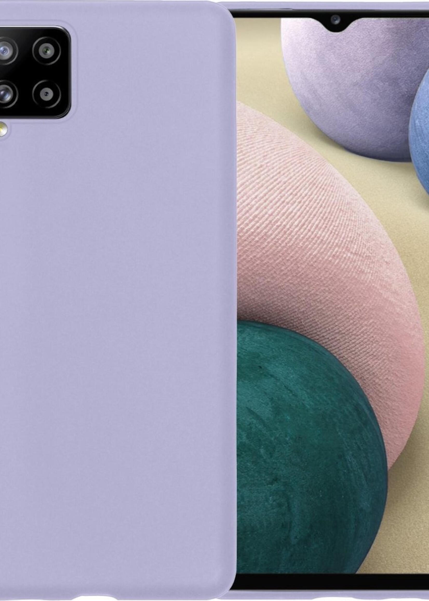 BTH Hoesje Geschikt voor Samsung A12 Hoesje Siliconen Case Hoes - Hoes Geschikt voor Samsung Galaxy A12 Hoes Cover Case - Lila