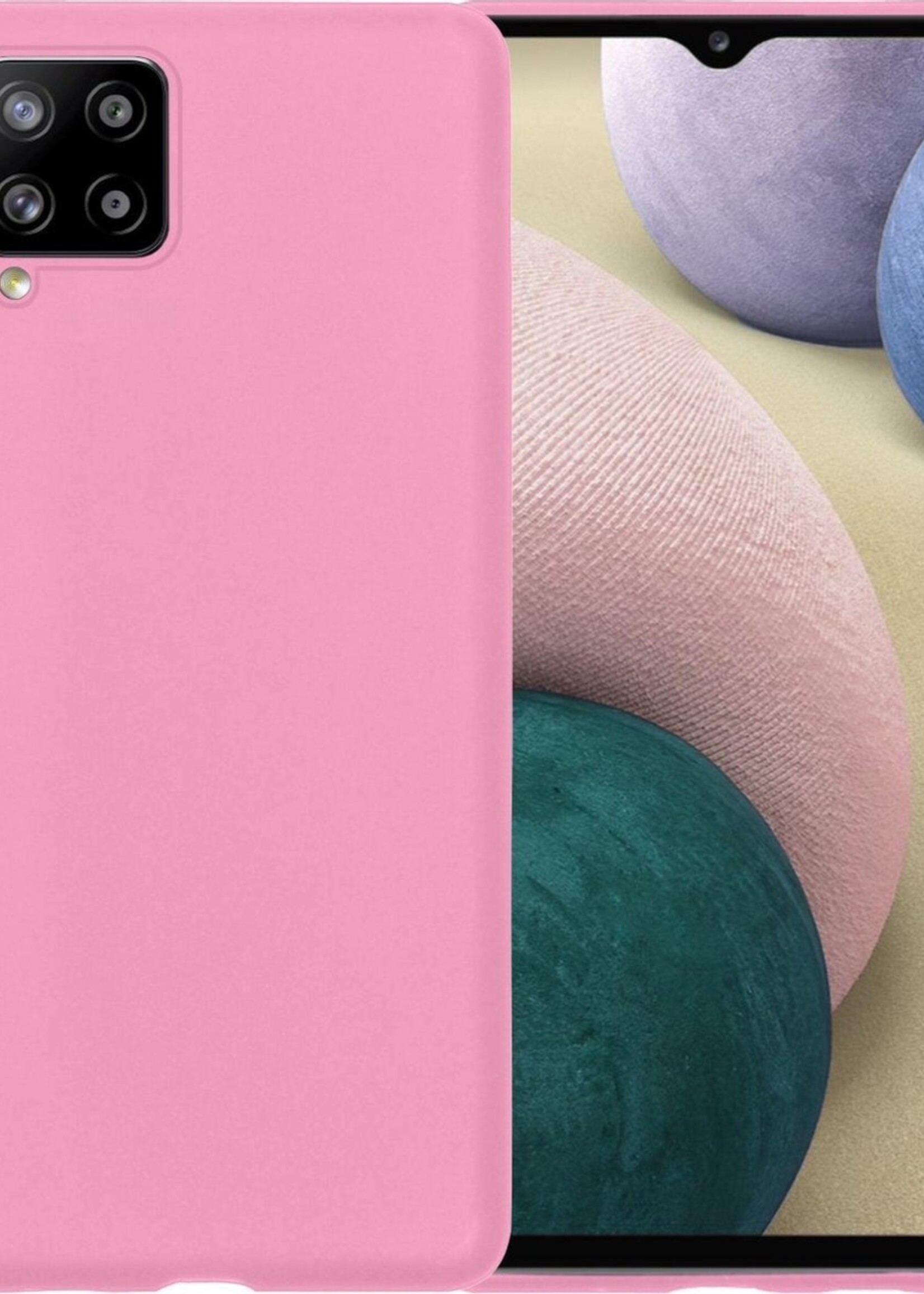 BTH Hoesje Geschikt voor Samsung A12 Hoesje Siliconen Case Hoes - Hoes Geschikt voor Samsung Galaxy A12 Hoes Cover Case - Roze