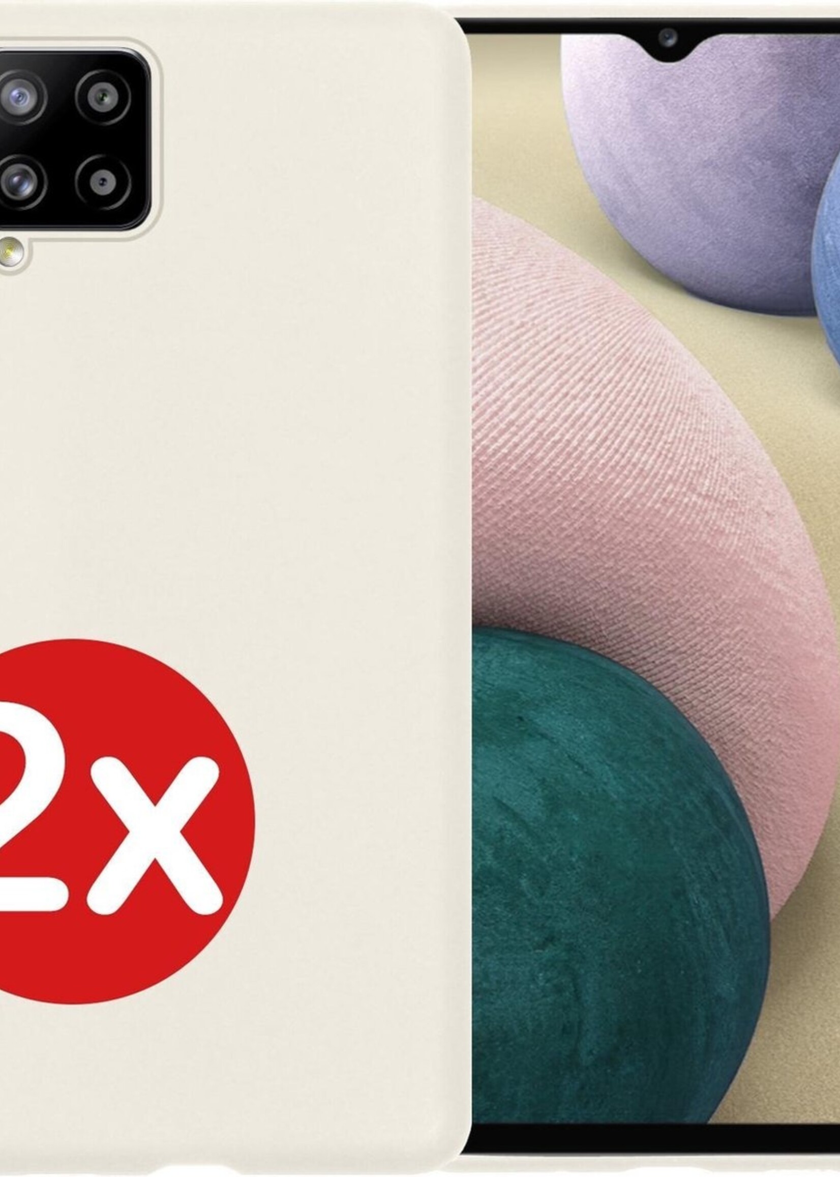 BTH Hoesje Geschikt voor Samsung A12 Hoesje Siliconen Case Hoes - Hoes Geschikt voor Samsung Galaxy A12 Hoes Cover Case - Wit - 2 PACK