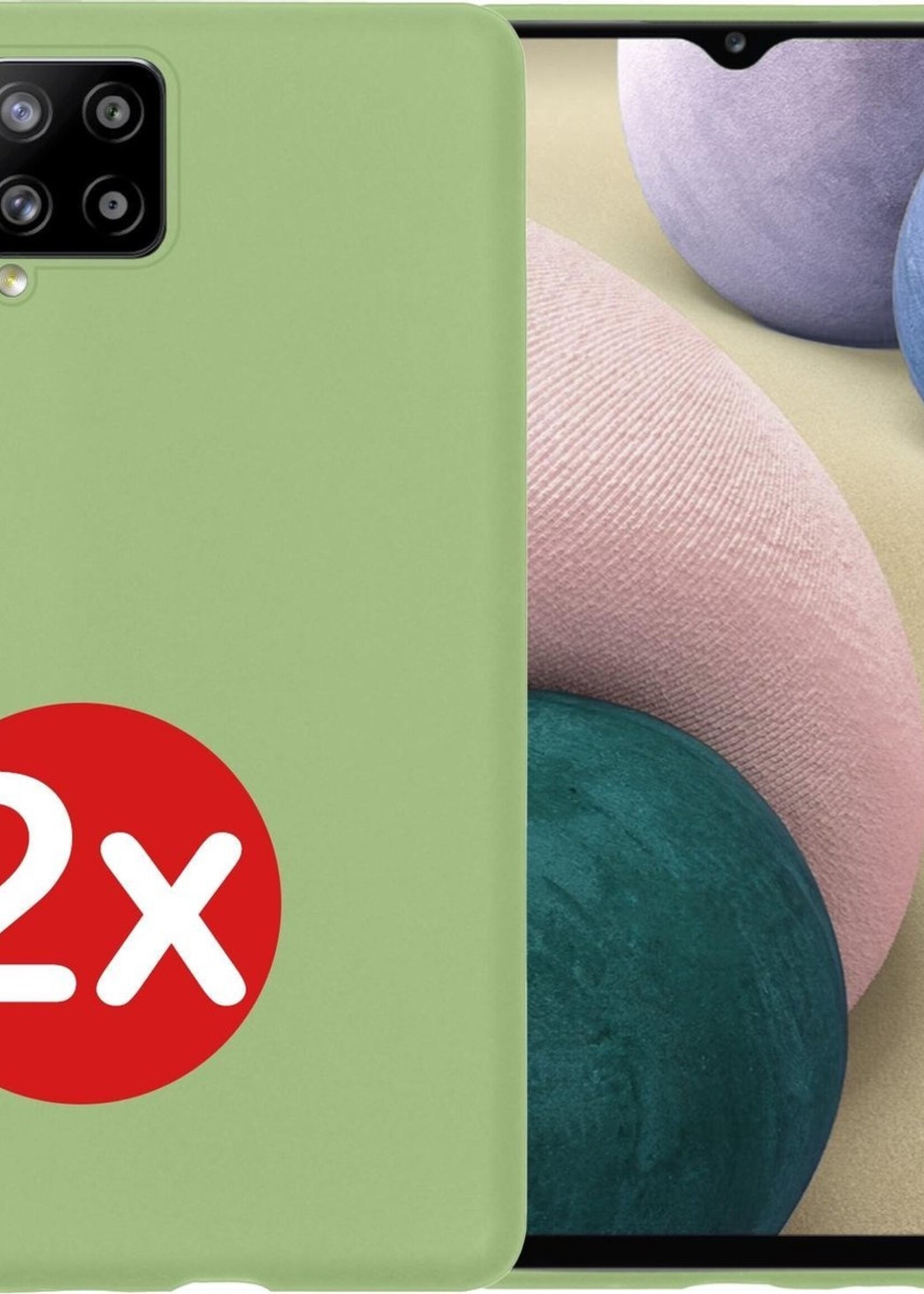 BTH Hoesje Geschikt voor Samsung A12 Hoesje Siliconen Case Hoes - Hoes Geschikt voor Samsung Galaxy A12 Hoes Cover Case - Groen - 2 PACK