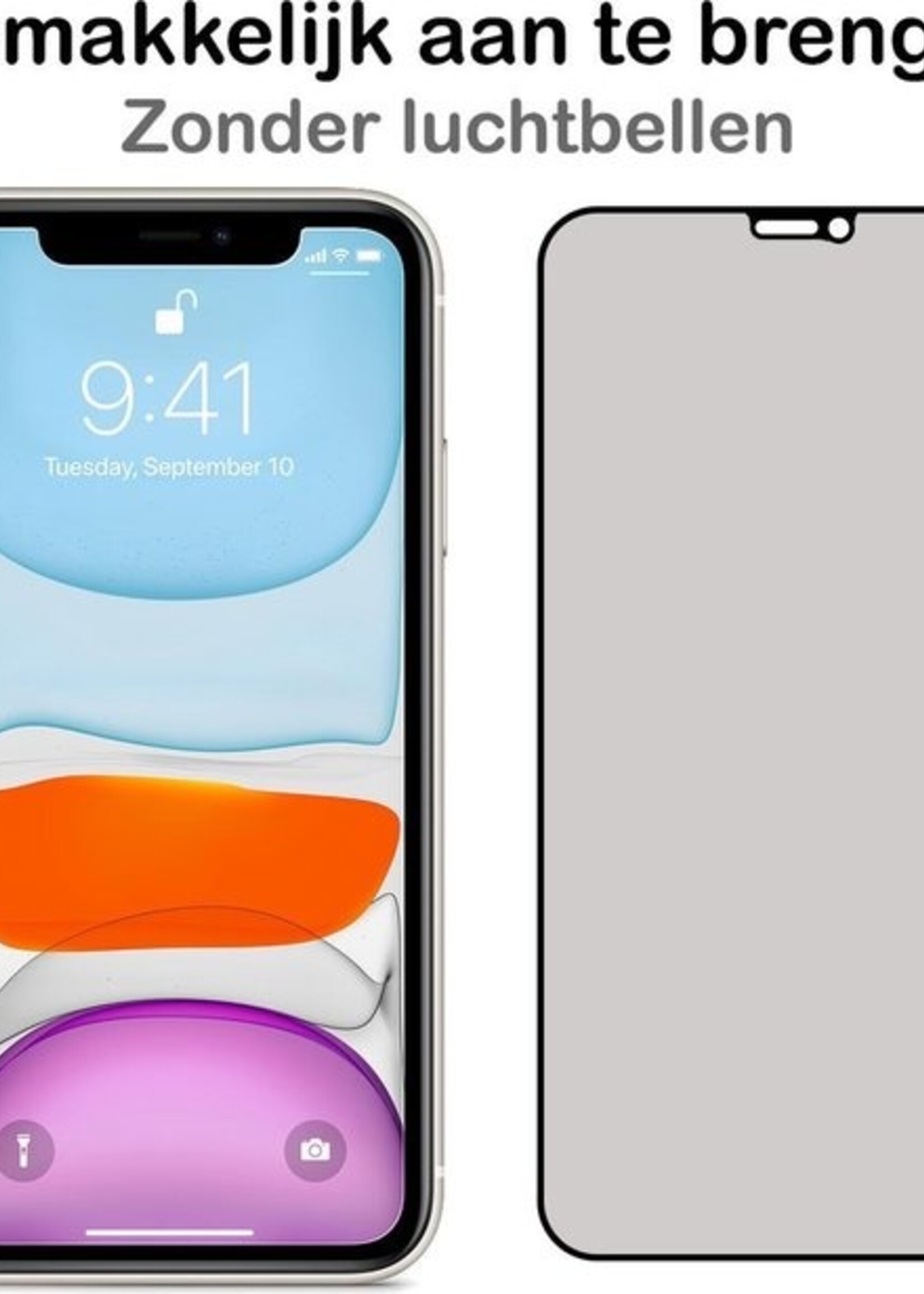 BTH Screenprotector Geschikt voor iPhone XR Screenprotector Privacy Glas Gehard Full Cover - Screenprotector Geschikt voor iPhone XR Screenprotector Privacy Tempered Glass - 3 PACK