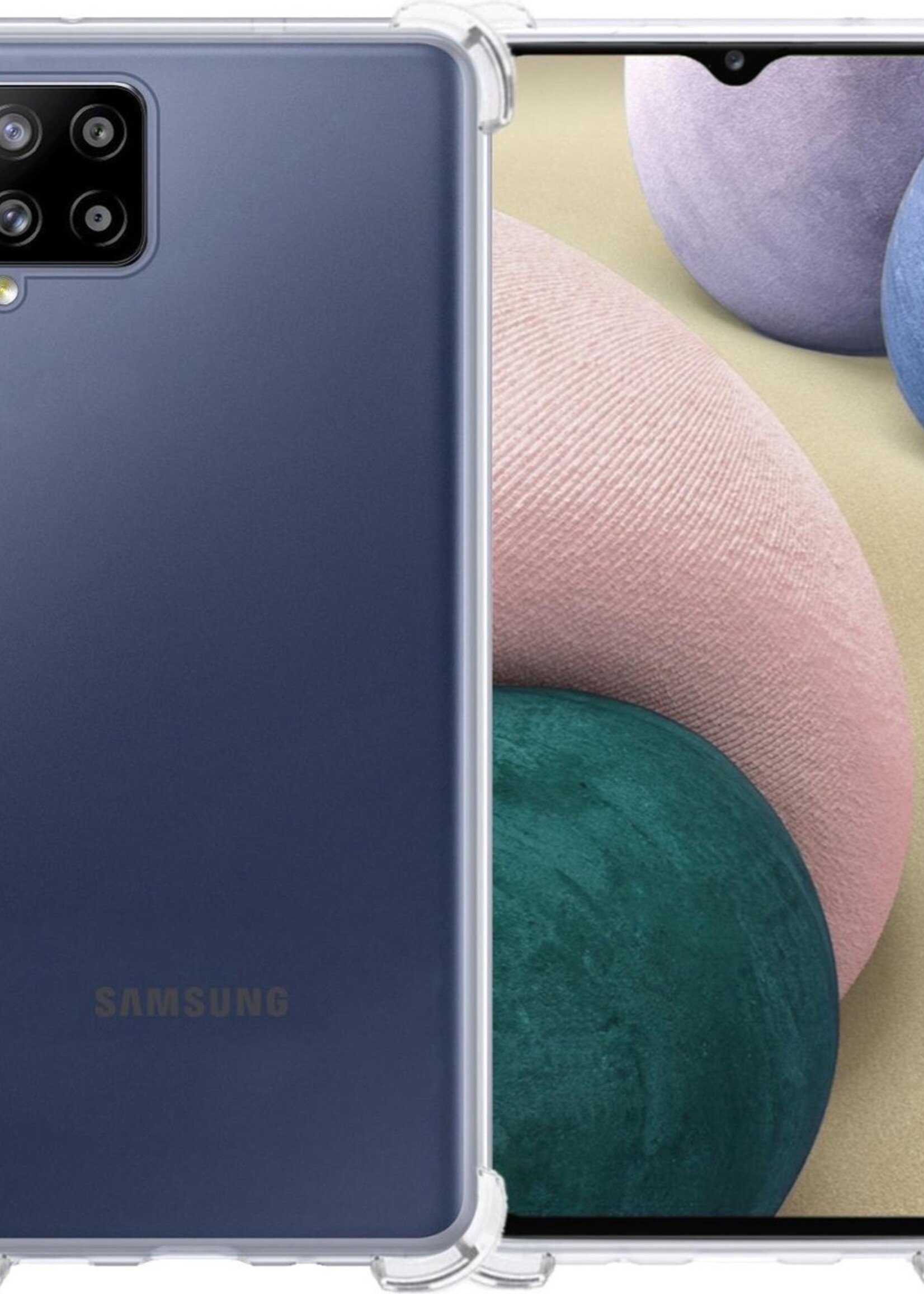 BTH Hoesje Geschikt voor Samsung A12 Hoesje Siliconen Shock Proof Case Hoes - Hoes Geschikt voor Samsung Galaxy A12 Hoes Cover Case Shockproof - Transparant