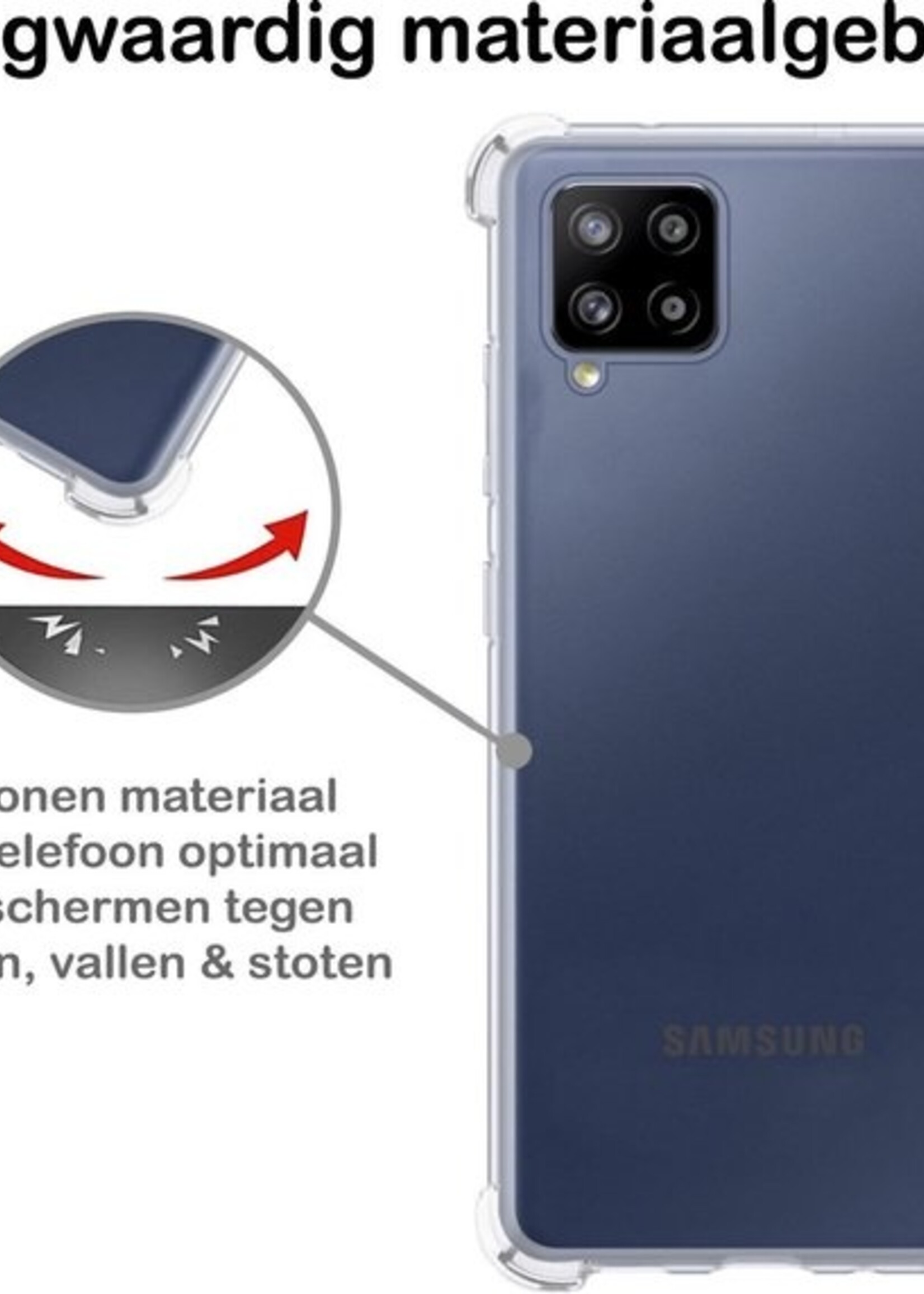 BTH Hoesje Geschikt voor Samsung A12 Hoesje Siliconen Shock Proof Case Hoes - Hoes Geschikt voor Samsung Galaxy A12 Hoes Cover Case Shockproof - Transparant