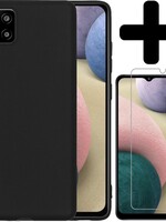 BTH BTH Samsung Galaxy A12 hoesje siliconen zwart met screenprotector