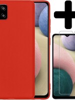 BTH BTH Samsung Galaxy A12 hoesje siliconen rood met screenprotector