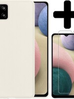 BTH BTH Samsung Galaxy A12 hoesje siliconen wit met screenprotector