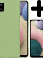 BTH BTH Samsung Galaxy A12 hoesje siliconen groen met screenprotector
