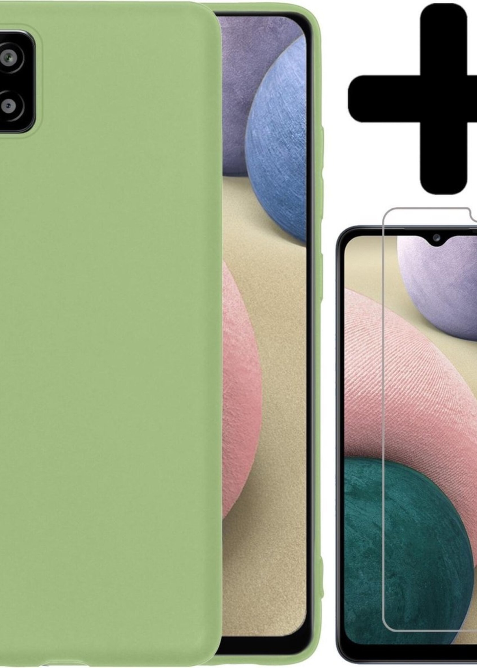 BTH Hoesje Geschikt voor Samsung A12 Hoesje Siliconen Case Hoes Met Screenprotector - Hoes Geschikt voor Samsung Galaxy A12 Hoes Cover Case - Groen