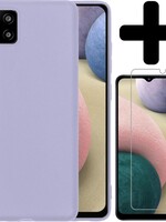 BTH BTH Samsung Galaxy A12 hoesje siliconen lila met screenprotector