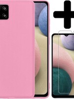 BTH BTH Samsung Galaxy A12 hoesje siliconen lichtroze met screenprotector