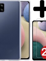 BTH BTH Samsung Galaxy A12 hoesje siliconen transparant met 2x screenprotector