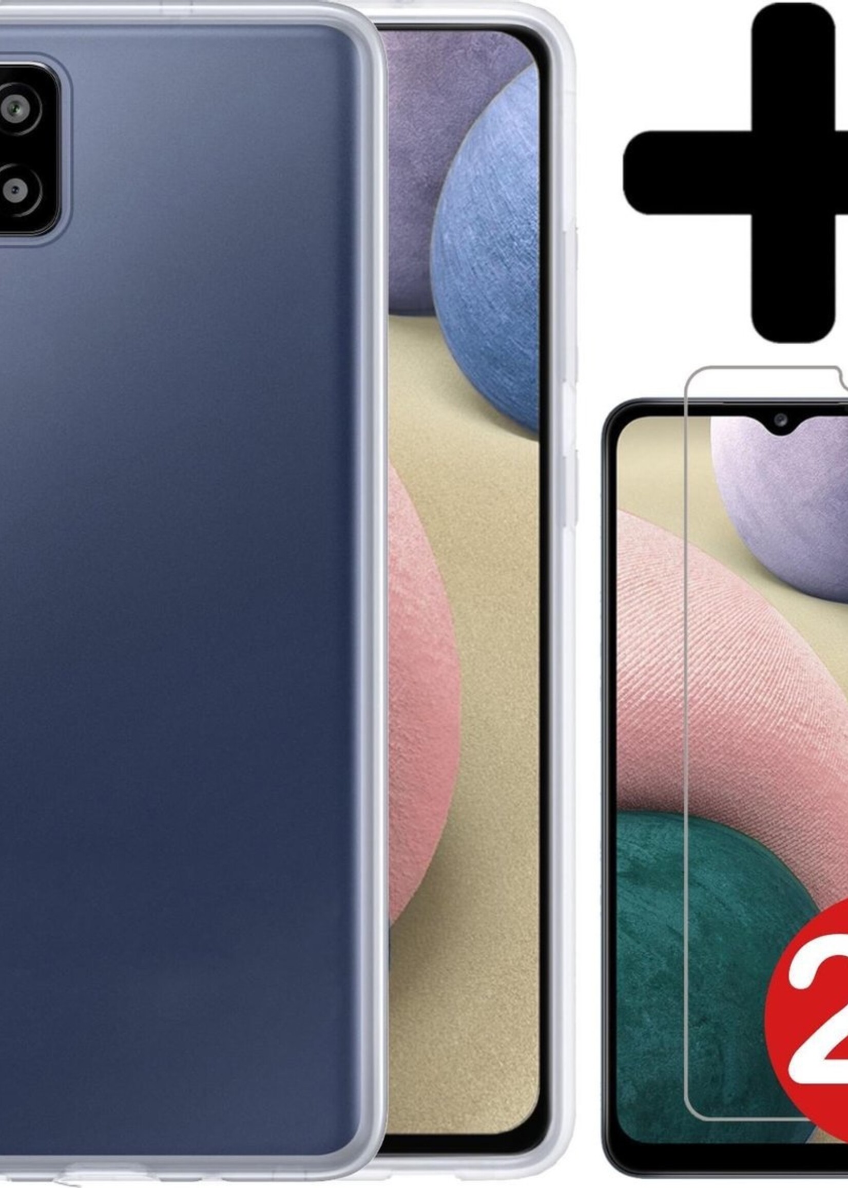 BTH Hoesje Geschikt voor Samsung A12 Hoesje Siliconen Case Hoes Met 2x Screenprotector - Hoes Geschikt voor Samsung Galaxy A12 Hoes Cover Case - Transparant