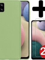 BTH BTH Samsung Galaxy A12 hoesje siliconen groen met 2x screenprotector