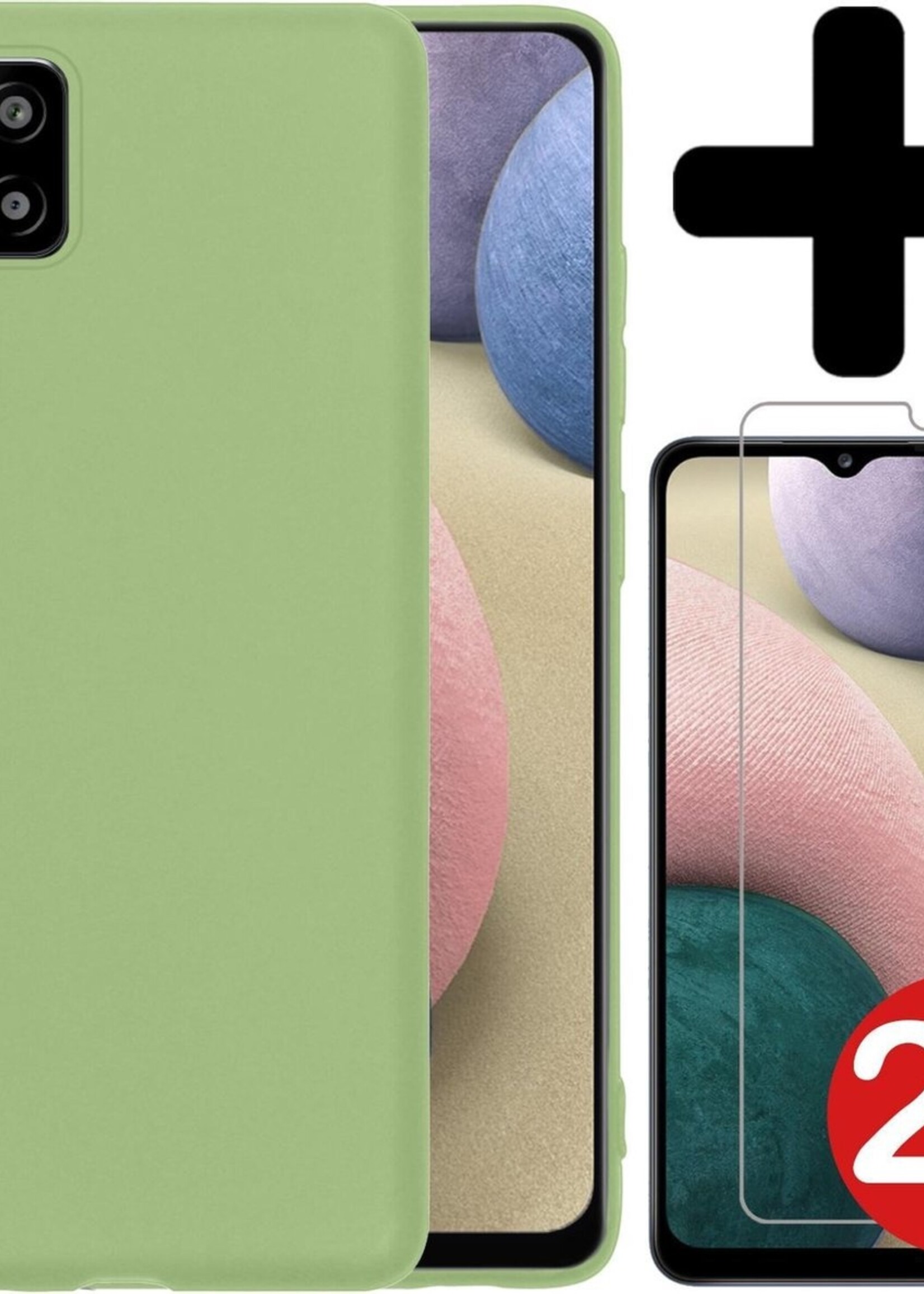 BTH Hoesje Geschikt voor Samsung A12 Hoesje Siliconen Case Hoes Met 2x Screenprotector - Hoes Geschikt voor Samsung Galaxy A12 Hoes Cover Case - Groen