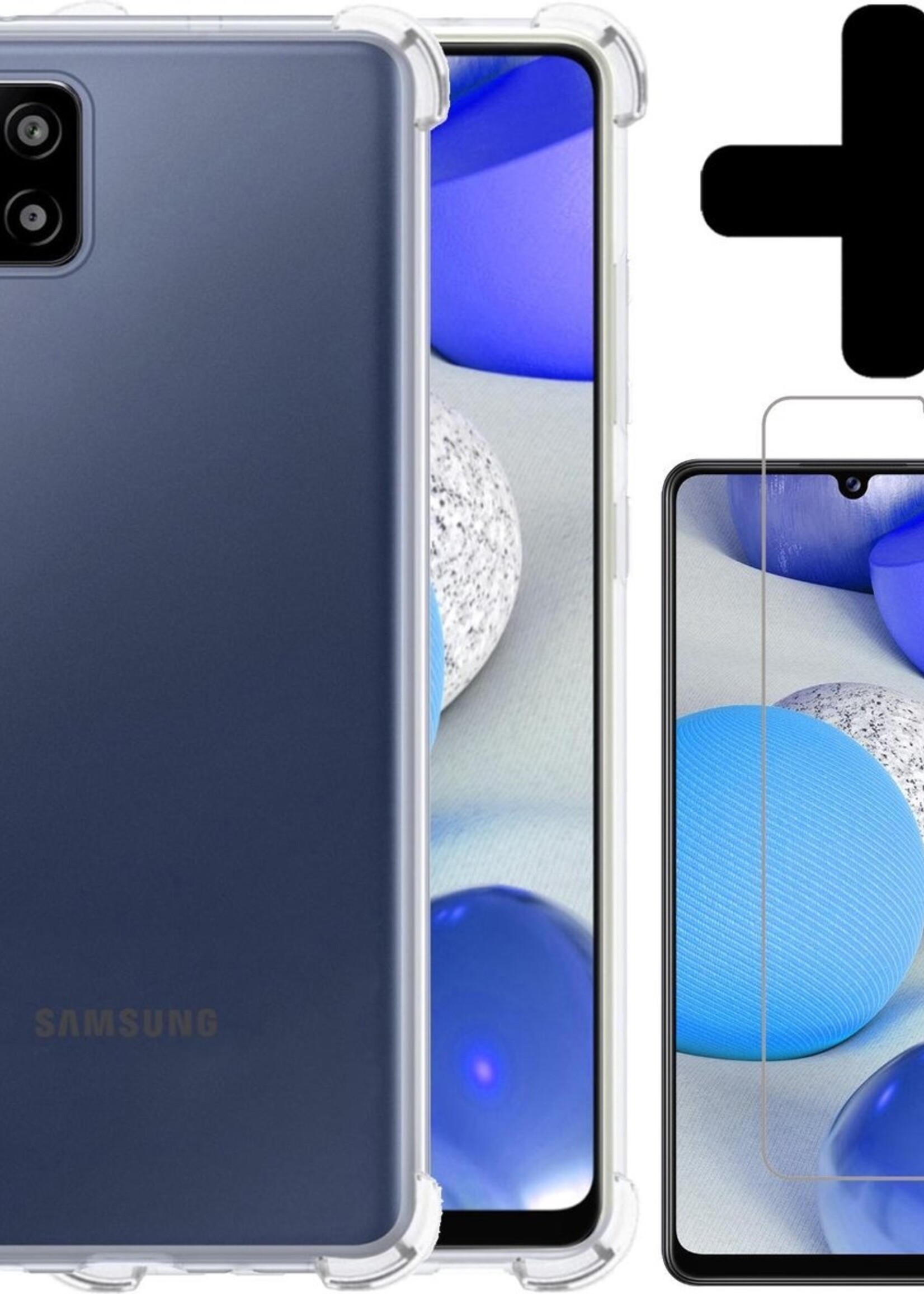 BTH Hoesje Geschikt voor Samsung A42 Hoesje Siliconen Shock Proof Case Hoes Met Screenprotector - Hoes Geschikt voor Samsung Galaxy A42 Hoes Cover Case Shockproof - Transparant