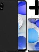 BTH BTH Samsung Galaxy A42 hoesje siliconen zwart met screenprotector