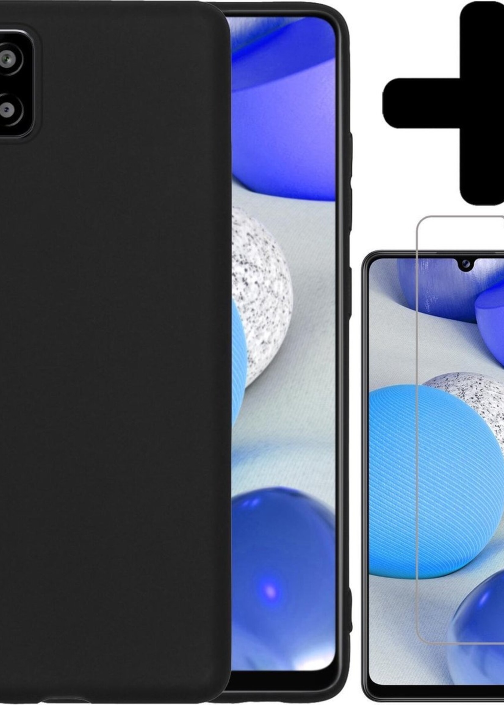 BTH Hoesje Geschikt voor Samsung A42 Hoesje Siliconen Case Hoes Met Screenprotector - Hoes Geschikt voor Samsung Galaxy A42 Hoes Cover Case - Zwart