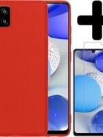 BTH BTH Samsung Galaxy A42 hoesje siliconen rood met screenprotector