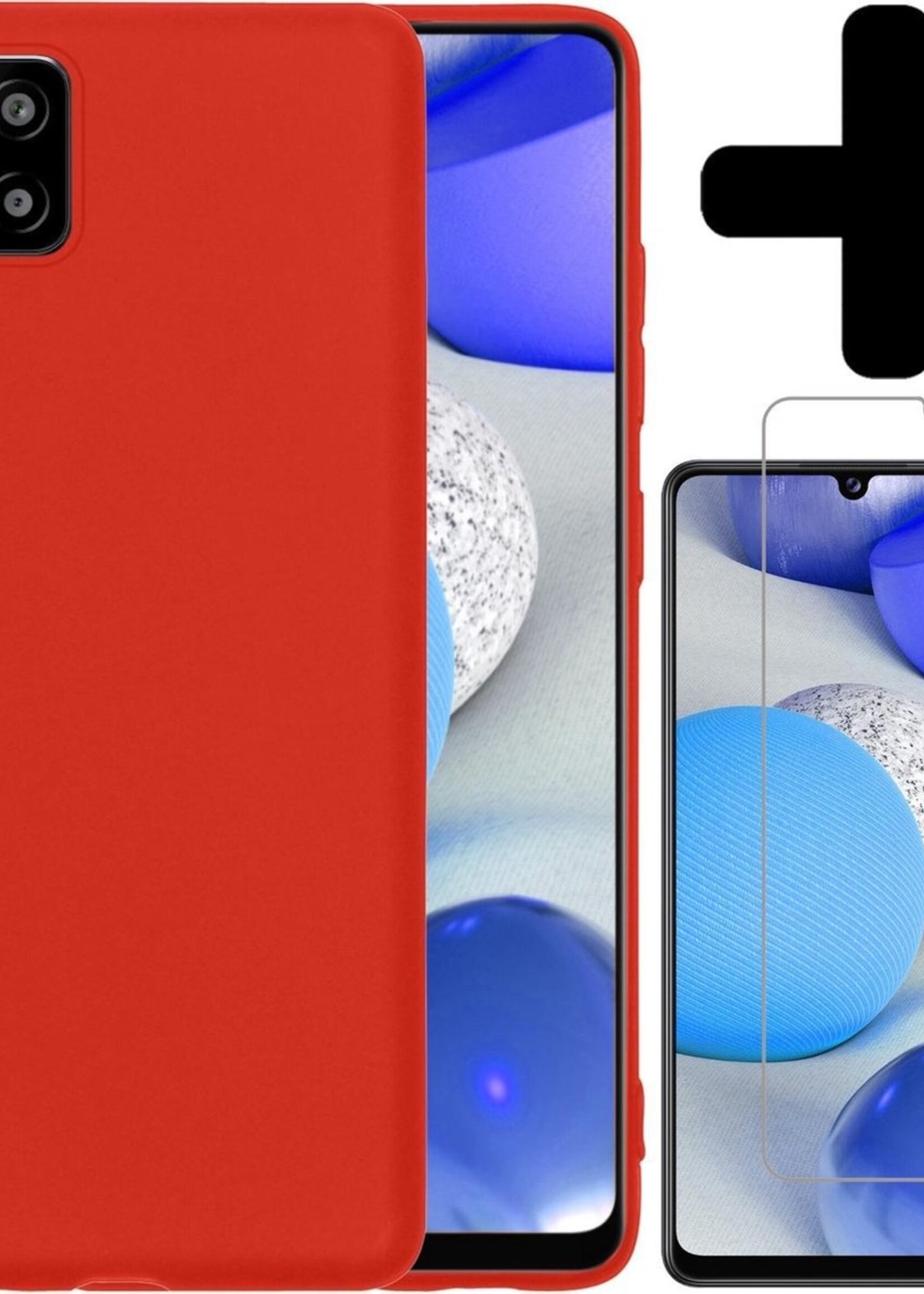 BTH Hoesje Geschikt voor Samsung A42 Hoesje Siliconen Case Hoes Met Screenprotector - Hoes Geschikt voor Samsung Galaxy A42 Hoes Cover Case - Rood