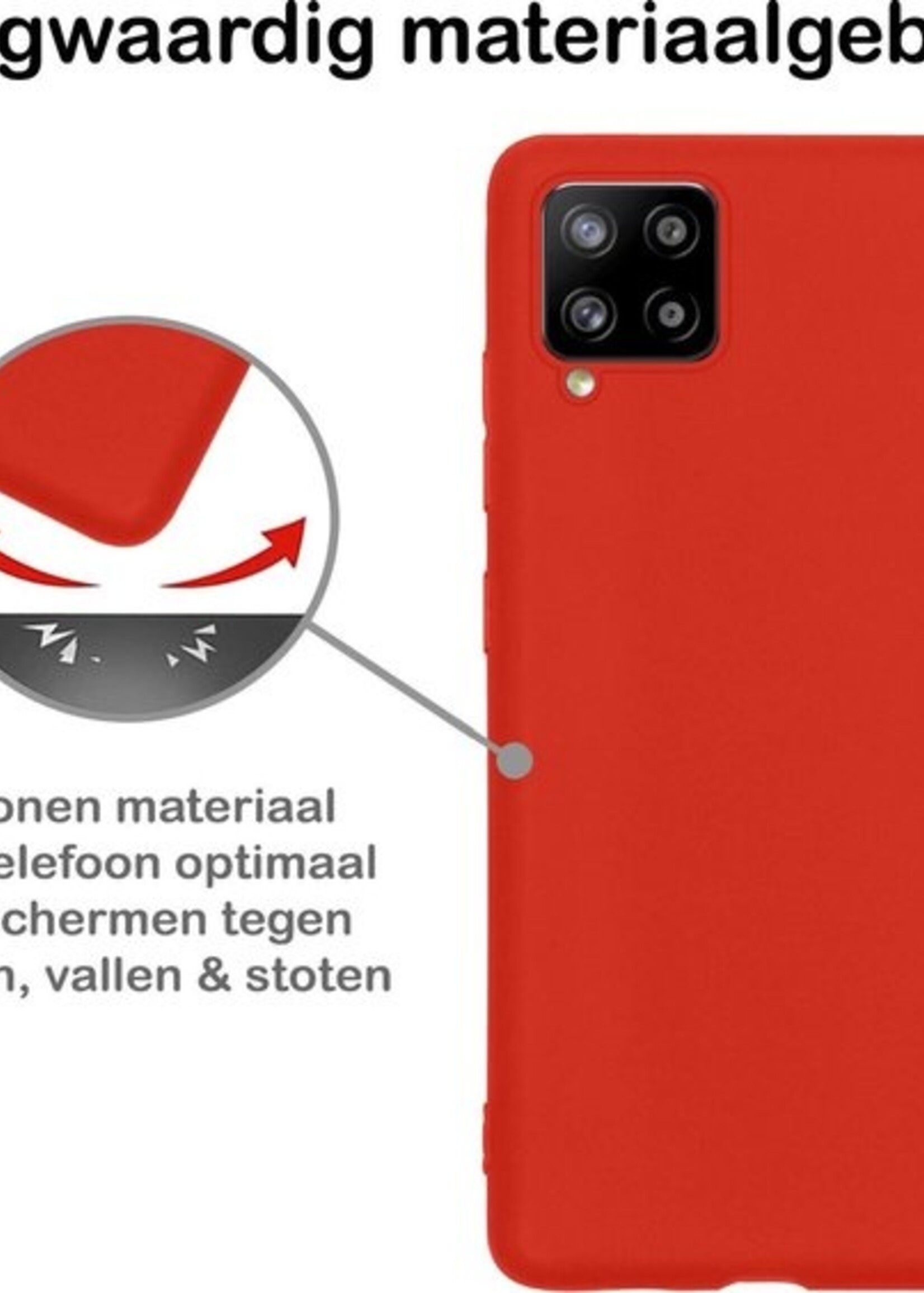 BTH Hoesje Geschikt voor Samsung A42 Hoesje Siliconen Case Hoes Met Screenprotector - Hoes Geschikt voor Samsung Galaxy A42 Hoes Cover Case - Rood