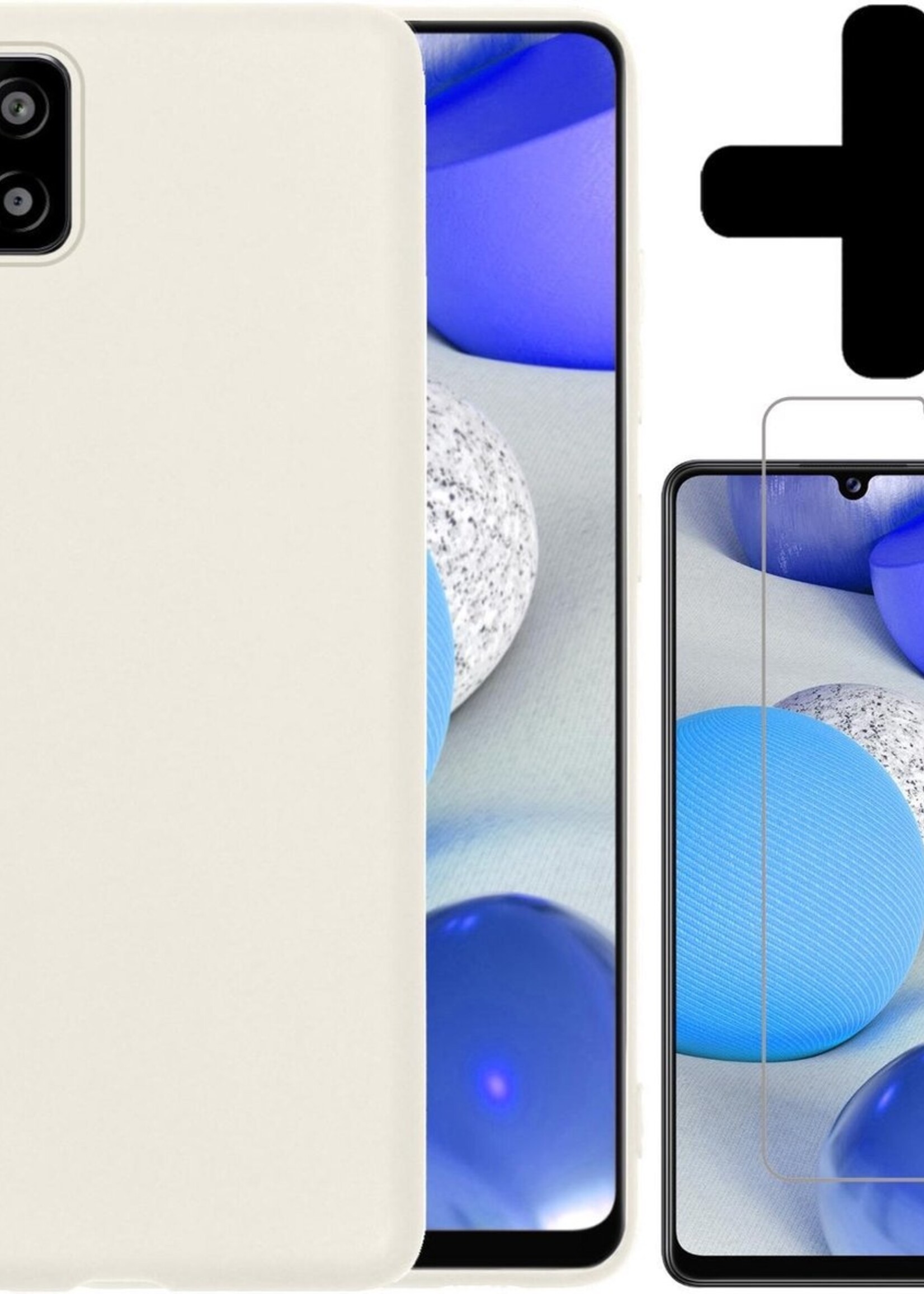 BTH Hoesje Geschikt voor Samsung A42 Hoesje Siliconen Case Hoes Met Screenprotector - Hoes Geschikt voor Samsung Galaxy A42 Hoes Cover Case - Wit