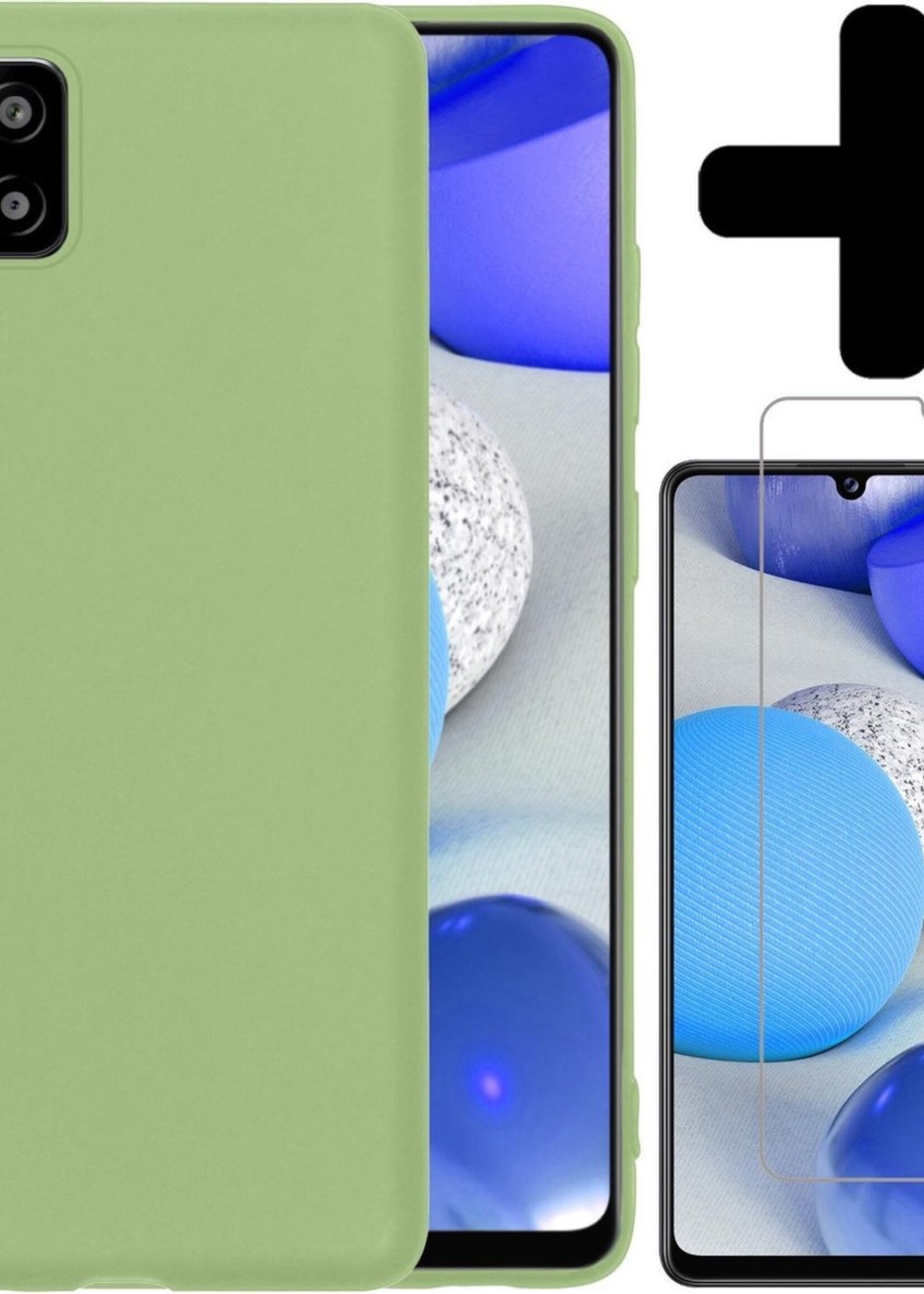 BTH Hoesje Geschikt voor Samsung A42 Hoesje Siliconen Case Hoes Met Screenprotector - Hoes Geschikt voor Samsung Galaxy A42 Hoes Cover Case - Groen
