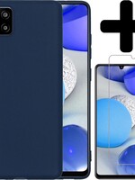 BTH BTH Samsung Galaxy A42 hoesje siliconen donkerblauw met screenprotector