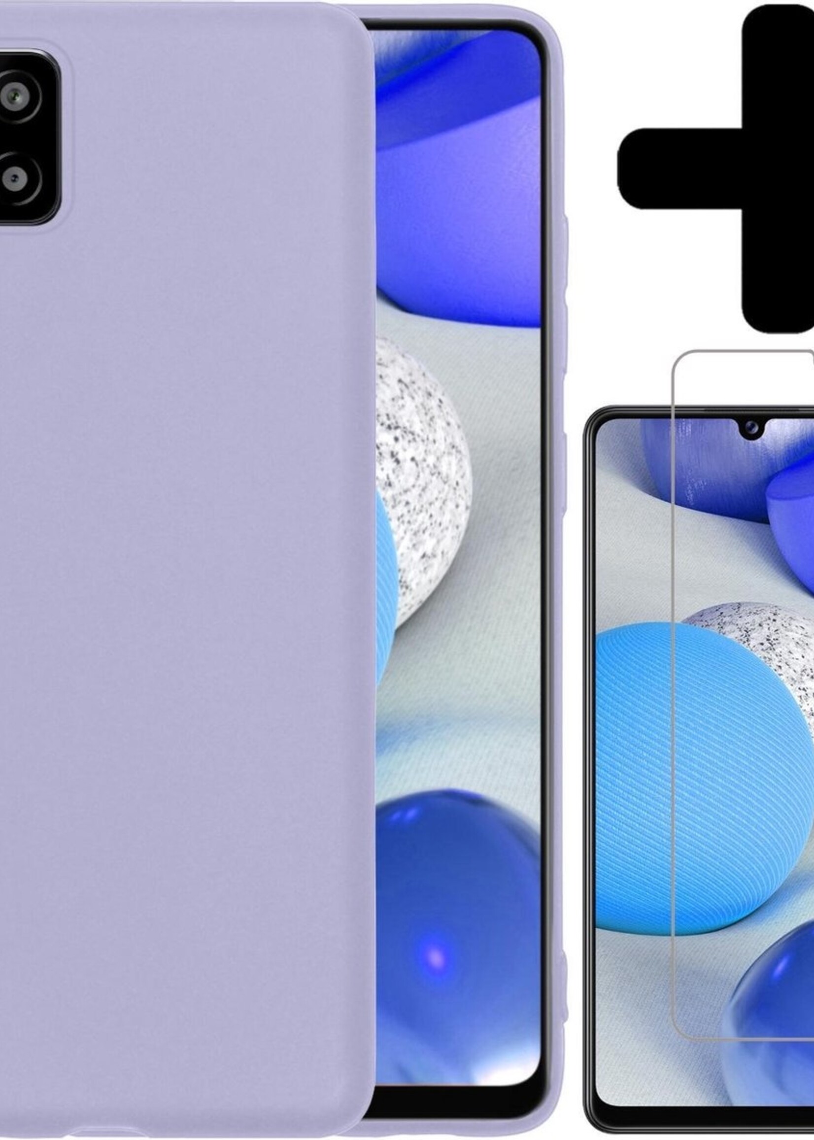 BTH Hoesje Geschikt voor Samsung A42 Hoesje Siliconen Case Hoes Met Screenprotector - Hoes Geschikt voor Samsung Galaxy A42 Hoes Cover Case - Lila