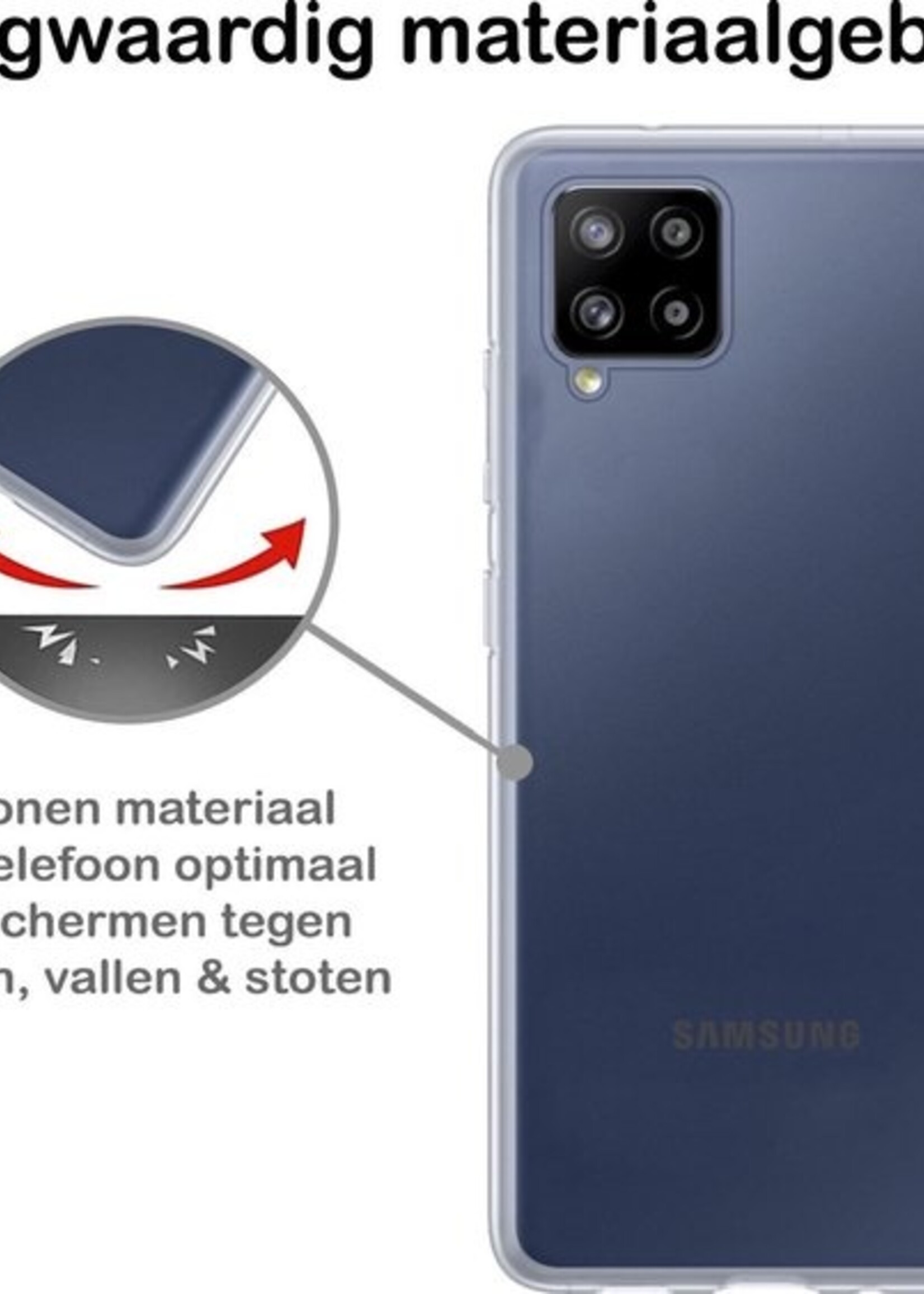 BTH Hoesje Geschikt voor Samsung A42 Hoesje Siliconen Case Hoes Met 2x Screenprotector - Hoes Geschikt voor Samsung Galaxy A42 Hoes Cover Case - Transparant