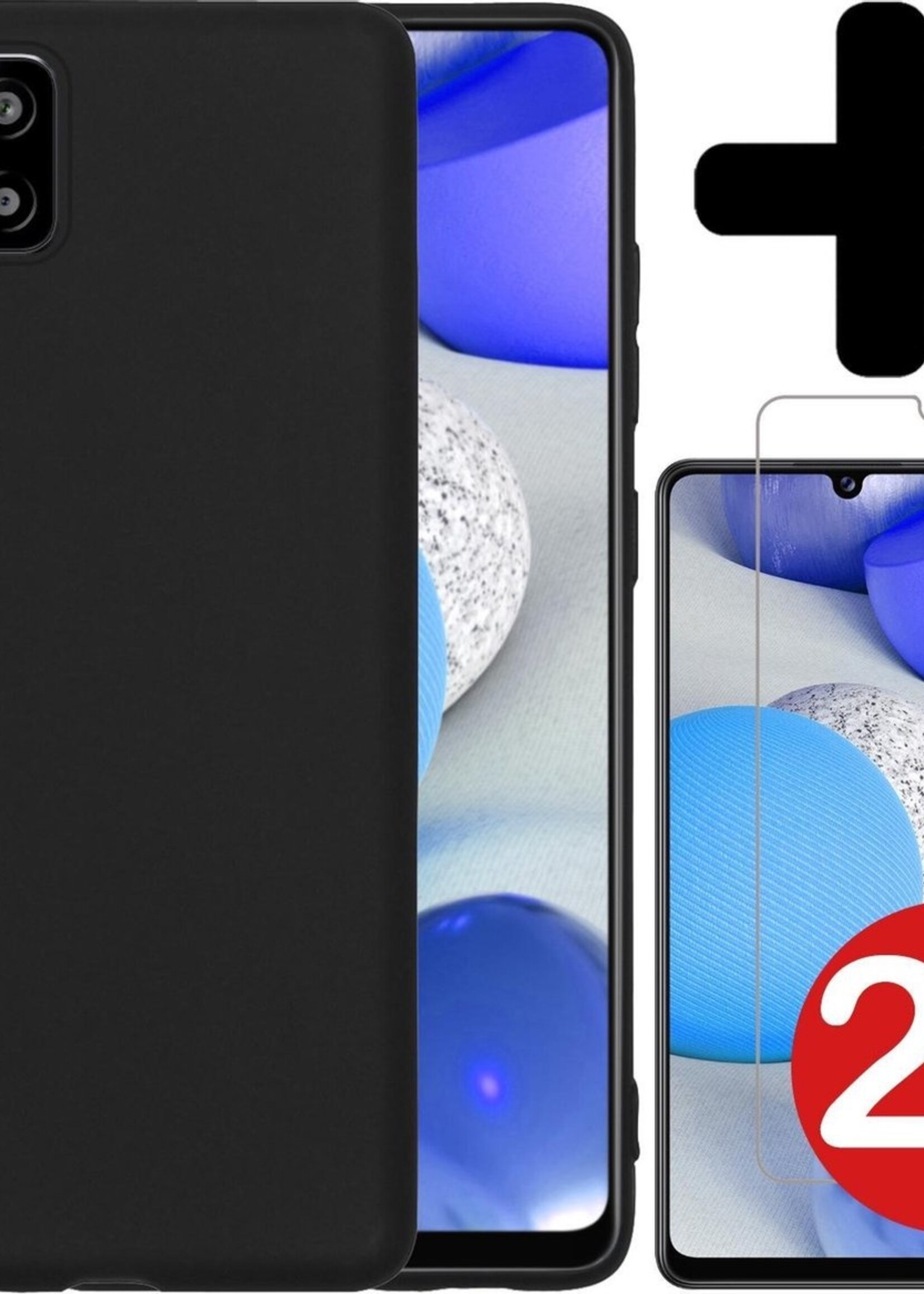 BTH Hoesje Geschikt voor Samsung A42 Hoesje Siliconen Case Hoes Met 2x Screenprotector - Hoes Geschikt voor Samsung Galaxy A42 Hoes Cover Case - Zwart